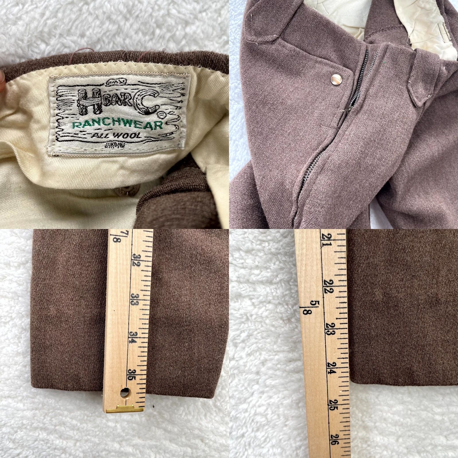 Vintage VINTAGE H Bar C Ranchwear Pants Womens 22 Brown Wool Straight Side Zip Western Mens? Wait Size 40" / US 18 - 8 Thumbnail
