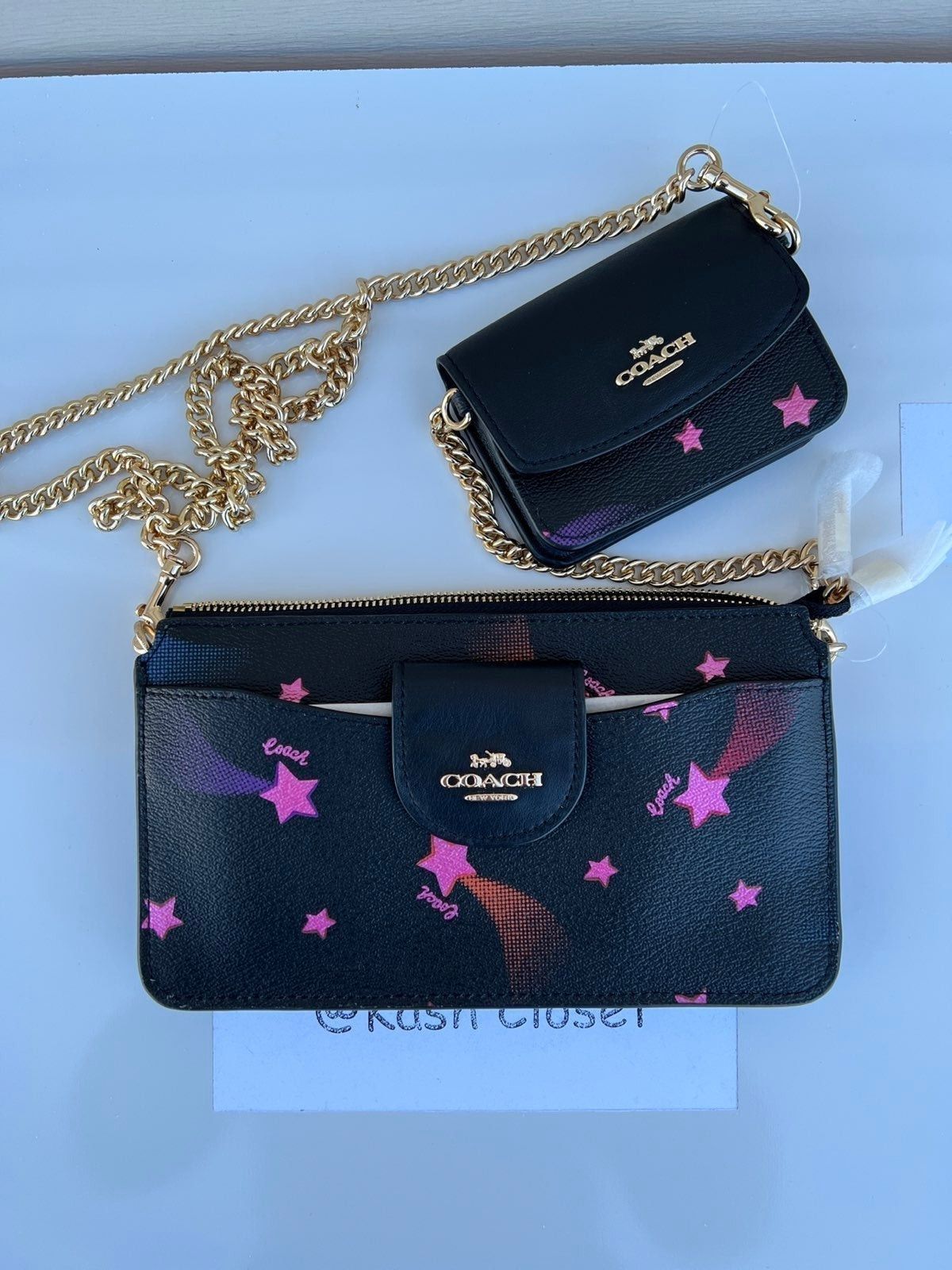 Coach Coach Poppy Crossbody Bag Disco Star Print Black Multi Size ONE SIZE - 1 Thumbnail