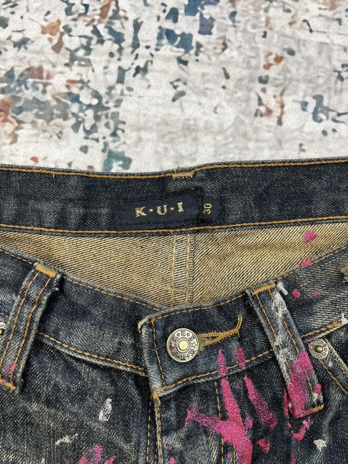 If Six Was Nine Slim Fit Ripped Painted Splash ISWN Style Short Denim Size US 30 / EU 46 - 8 Thumbnail