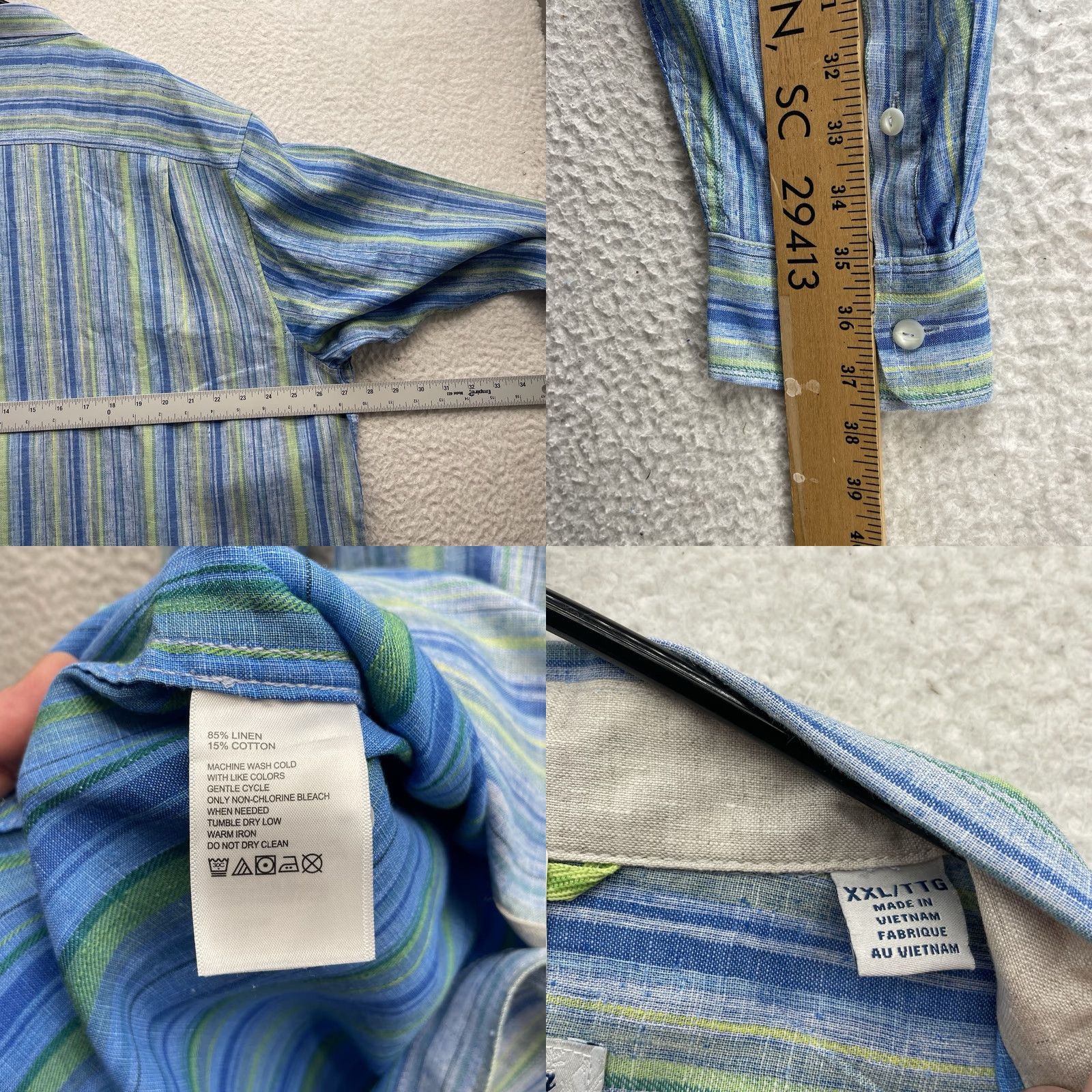 Tommy Bahama Tommy Bahama Shirt Mens 2XL Multicolor Striped Linen Blend Button Up Collared Beach Casual) (No, remove parenthesis) Size US XXL / EU 58 / 5 - 8 Thumbnail