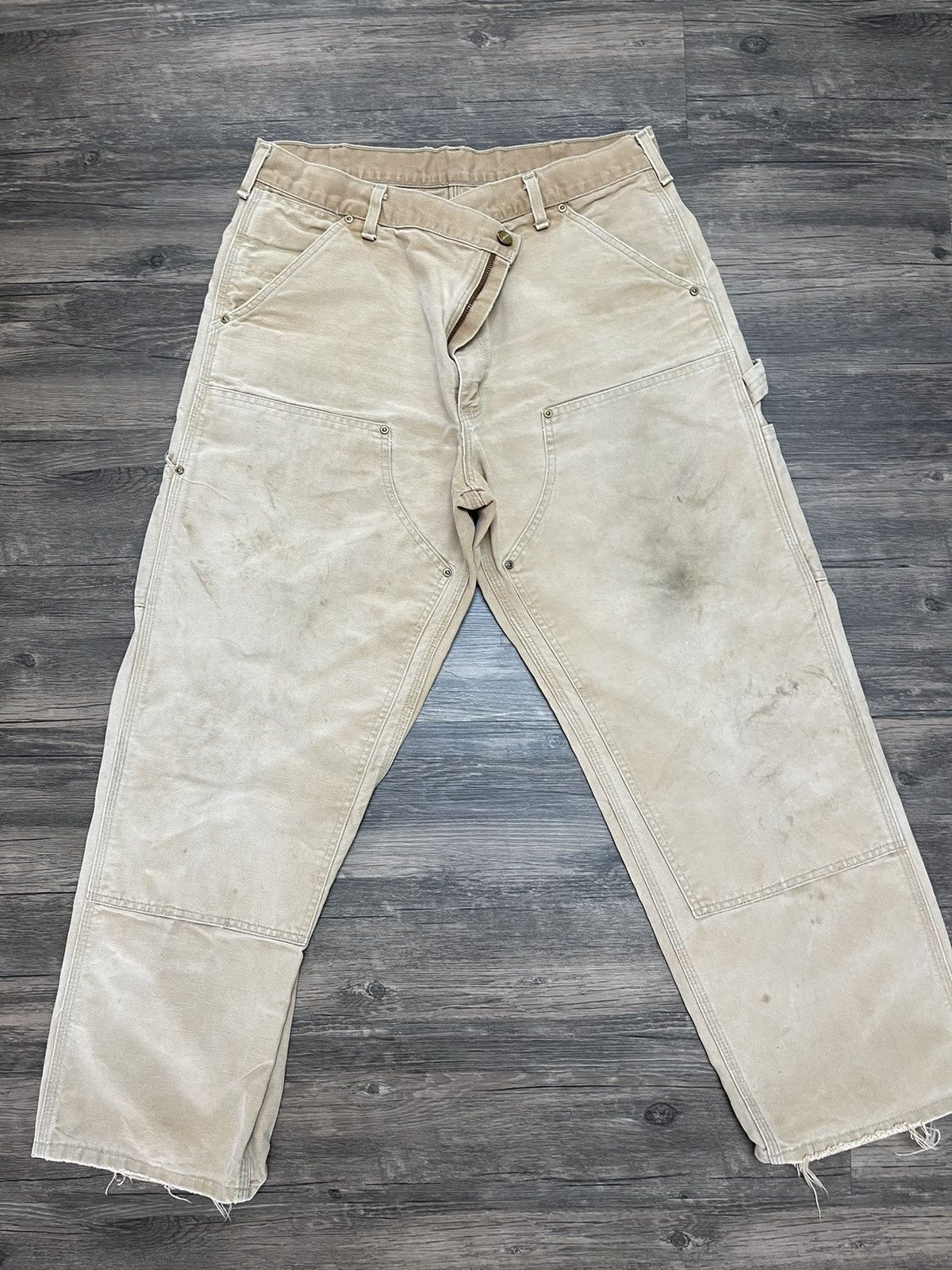 image of 1992 Carhartt Double Knee Carpenter Pants in Beige, Men's (Size 33)