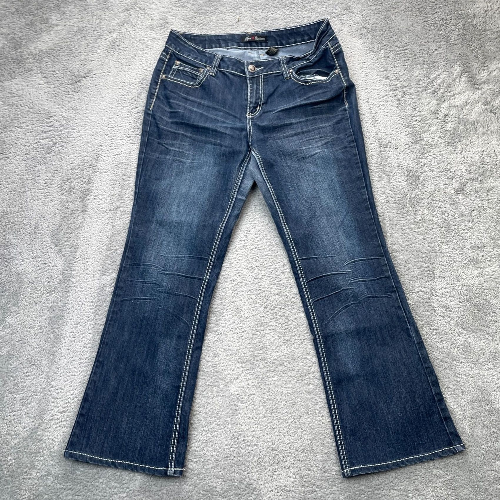 Vintage Love Nation Angel Wings Jeans Womens 12 Bootcut Embroidered Beaded 5-Pocket Denim Cotton Polyester Spandex Blue Size 34" / US 12 / IT 48 - 3 Thumbnail