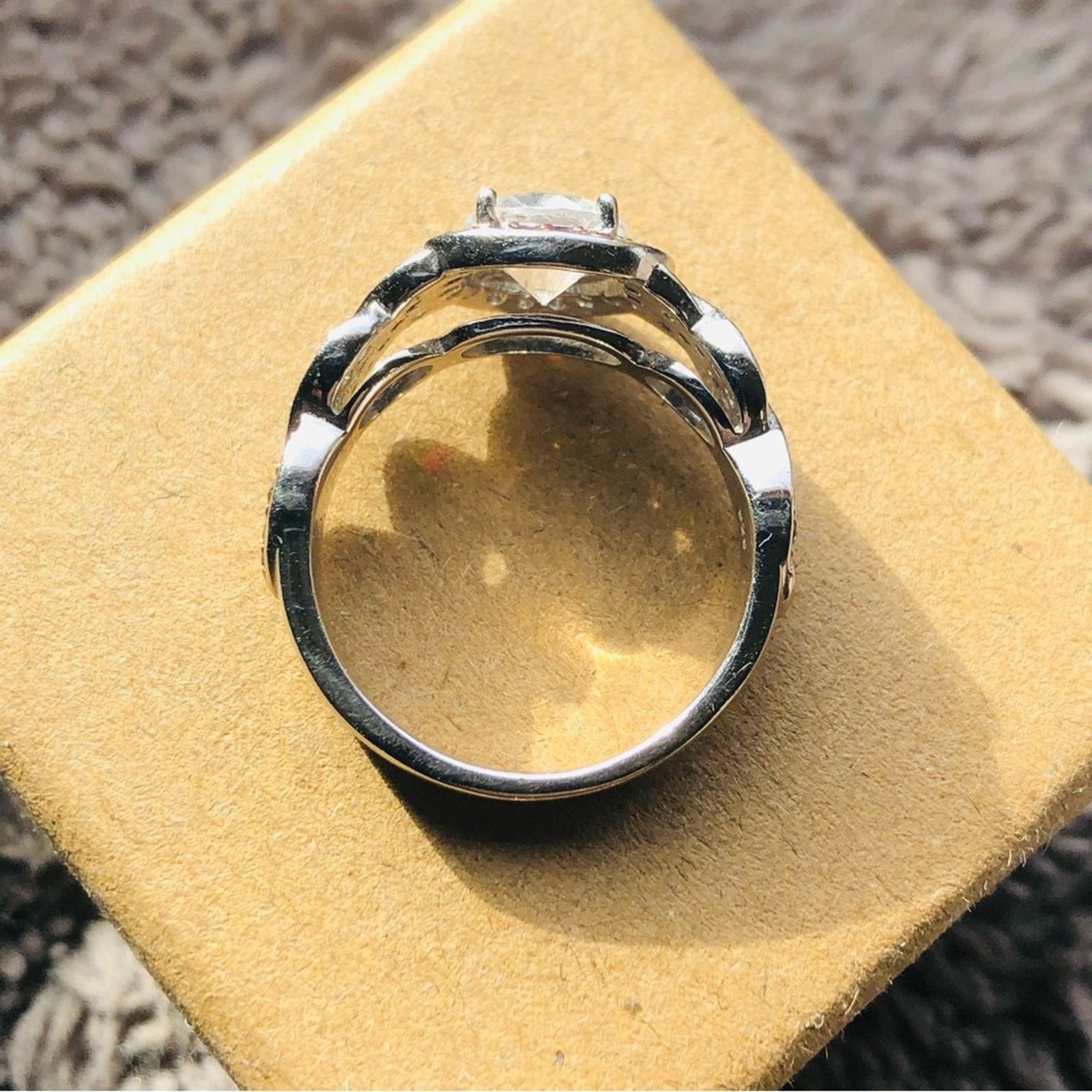 Other Garnet and clear halo CZ 925 sterling silver ring 5.5 Size ONE SIZE - 11 Thumbnail