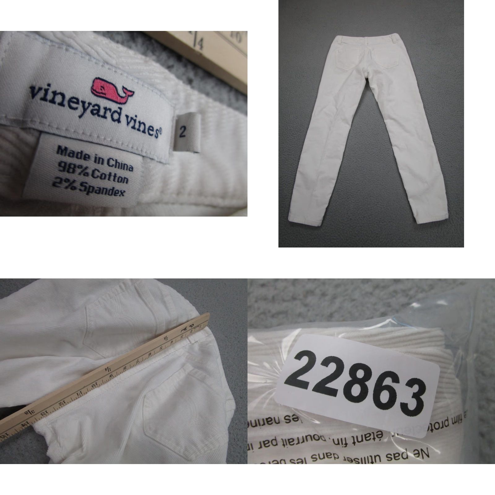 Vineyard Vines VINEYARD VINES Pants Womens 2 White Corduroy Skinny Leg Stretch Ankle Jeans Size 26" / US 2 / IT 38 - 9 Thumbnail