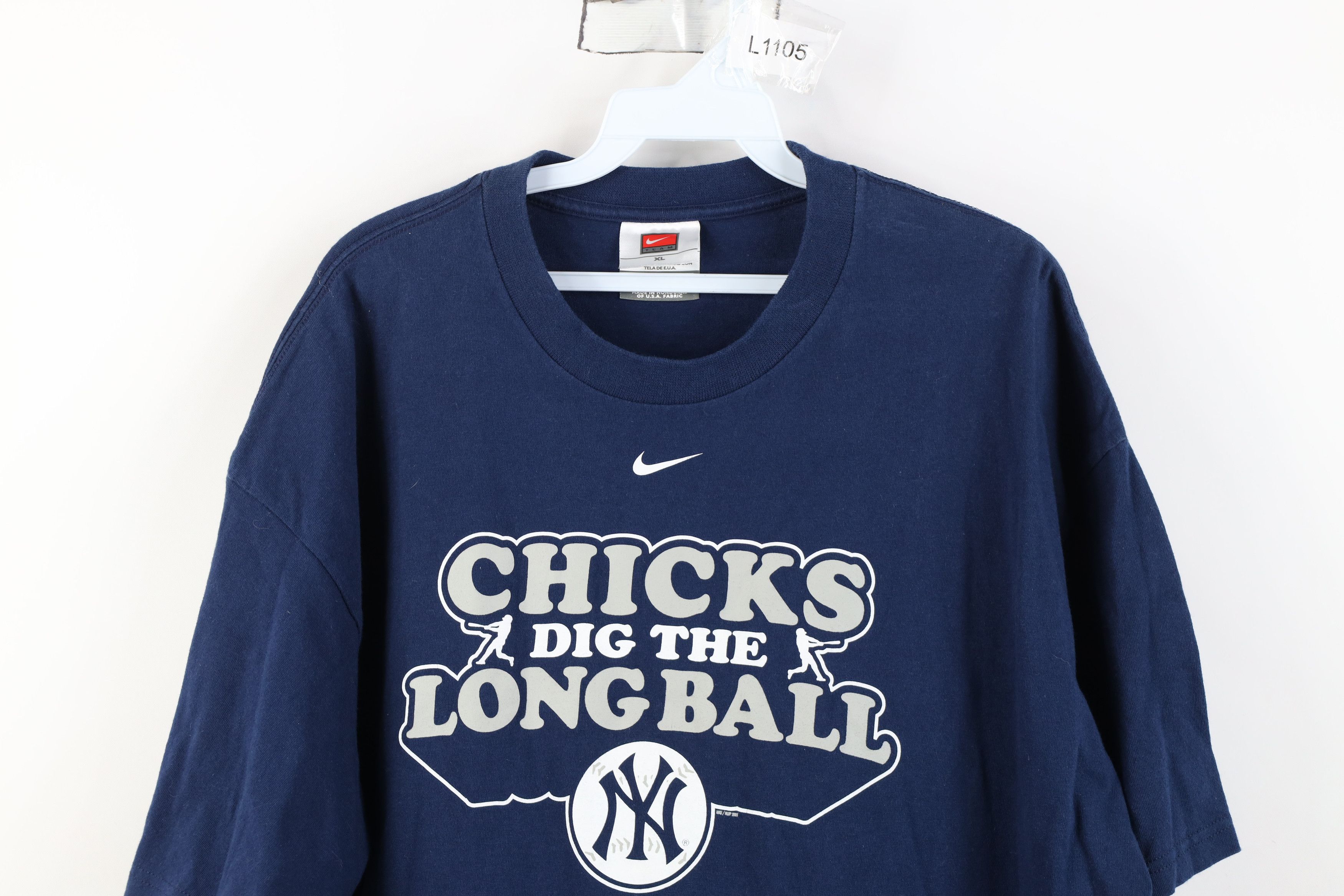 Nike Vintage Nike Swoosh Long Ball New York Yankees T-Shirt Size US XL / EU 56 / 4 - 2 Thumbnail