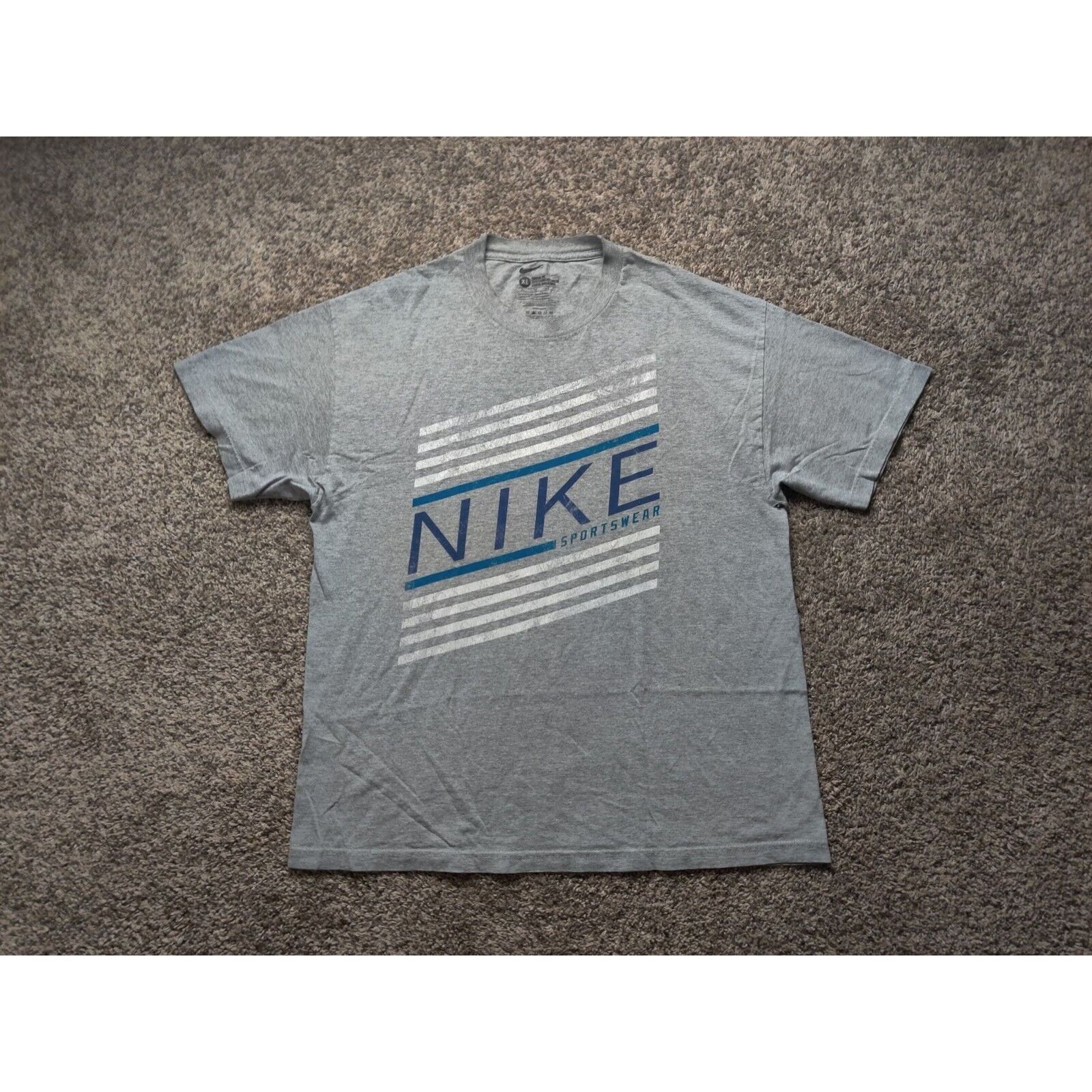 Nike Nike Shirt Adult Mens XL Gray Blue Sportswear Spell Out Size US XL / EU 56 / 4 - 1 Thumbnail