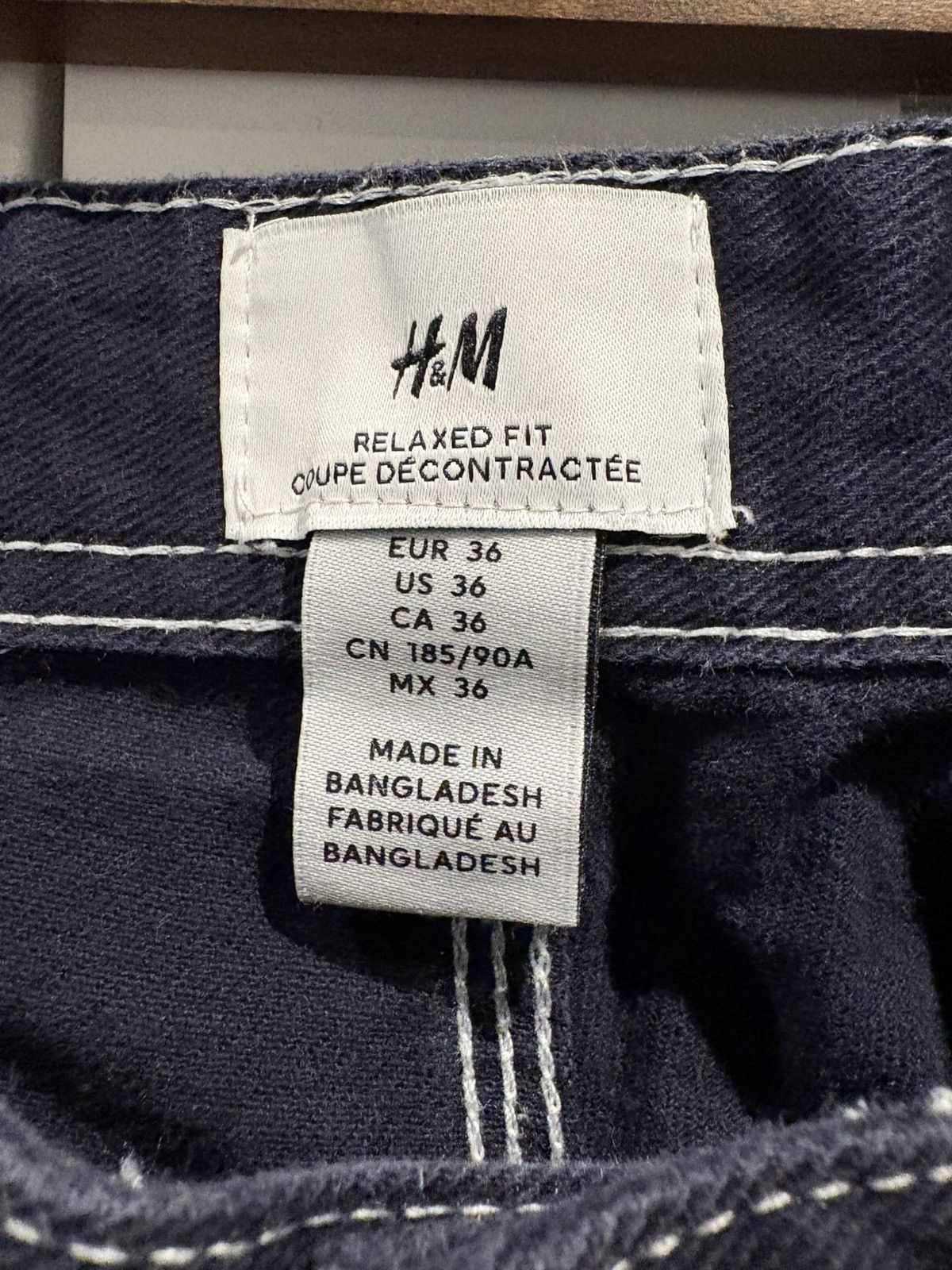 H&M × Vintage Double Knee White Stitched Black Cargos Size US 32 / EU 48 - 3 Thumbnail