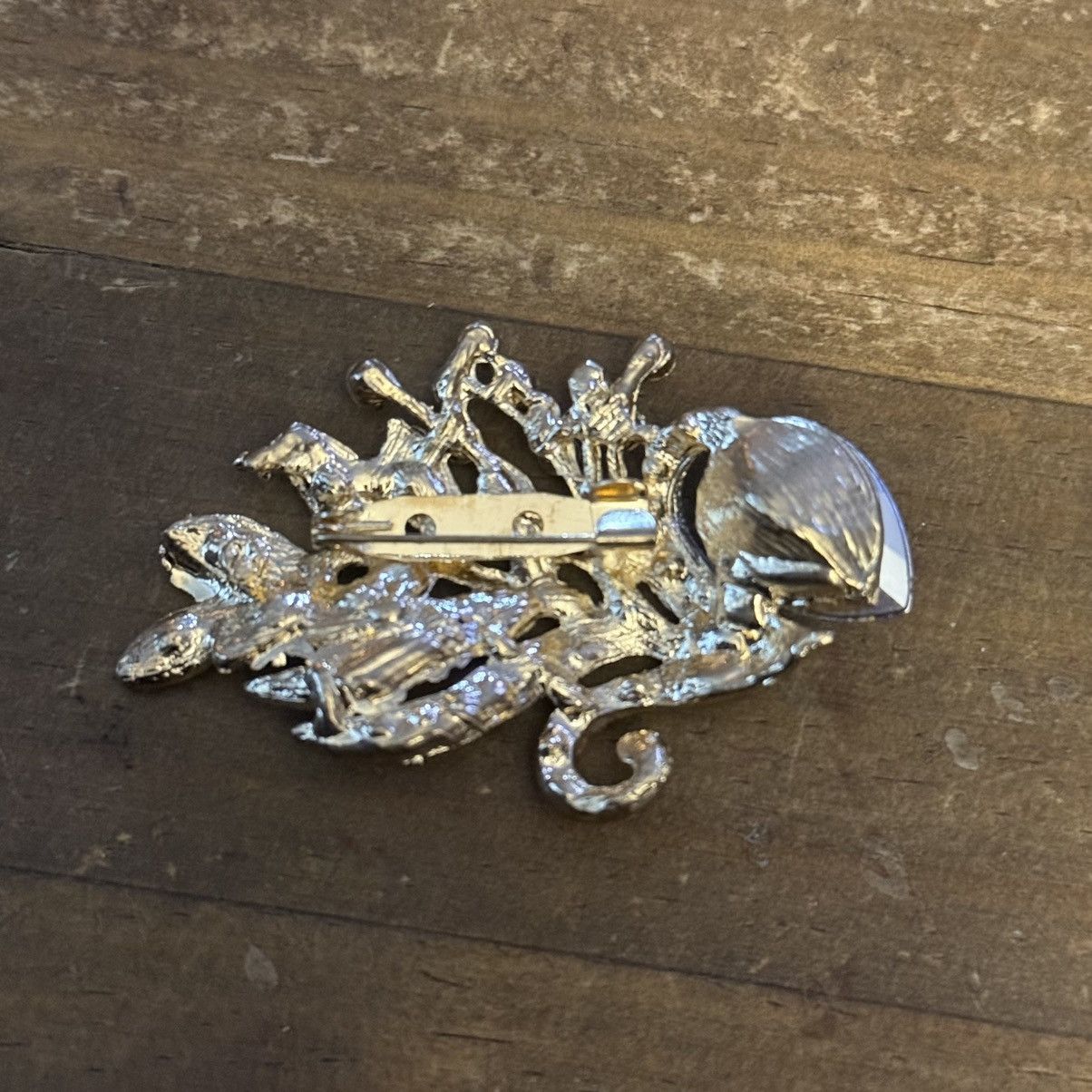 Vintage Vintage gold tone rhinestone peacock feather brooch Size ONE SIZE - 4 Thumbnail