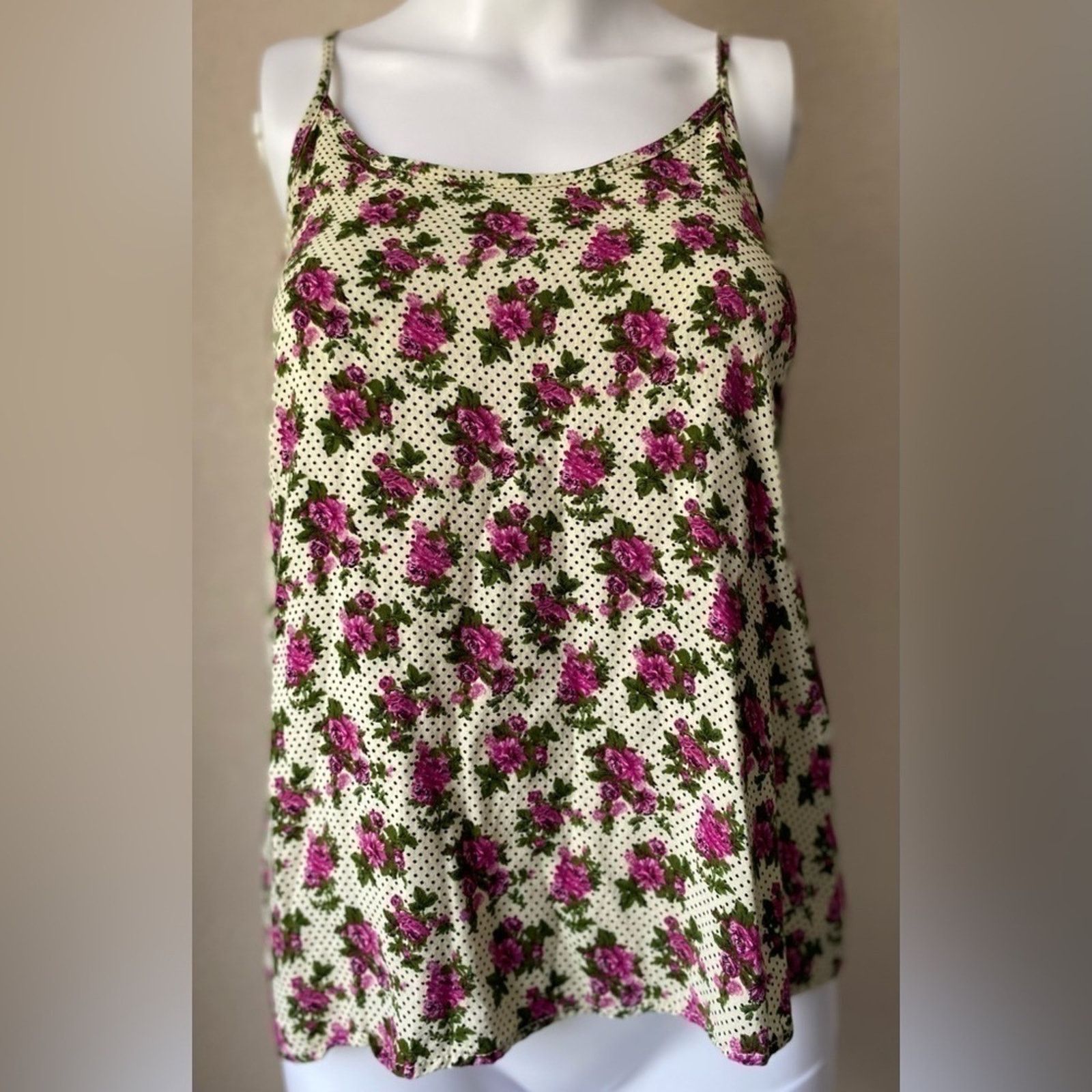 Kirra Kirra Pacsun | Cream Pink Juniors Floral Print Tank Top | XS Size XS / US 0-2 / IT 36-38 - 1 Thumbnail