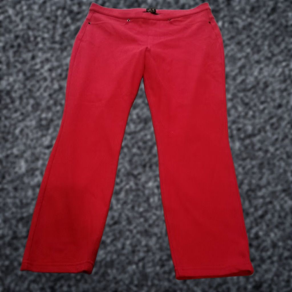 Vintage Hue Women's Medium Cropped Capri Pants Pull On Pink Stretch Straight Mid-Rise Size 32" / US 10 / IT 46 - 1 Thumbnail