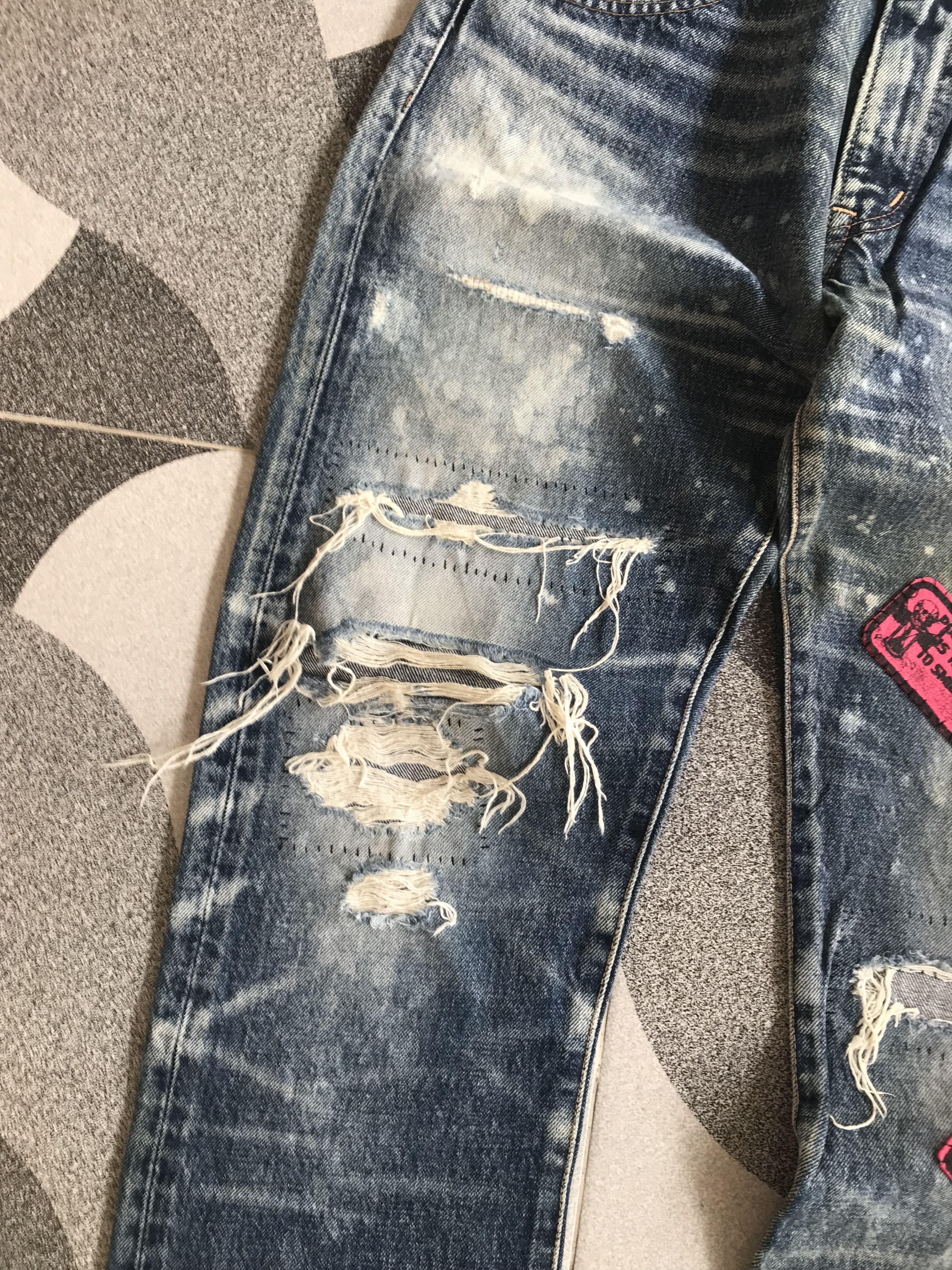 14th Addiction × Beauty Beast × Hysteric Glamour Y2K Japanese brand RNA SLANG distressed Patchwork Size US 31 - 3 Thumbnail