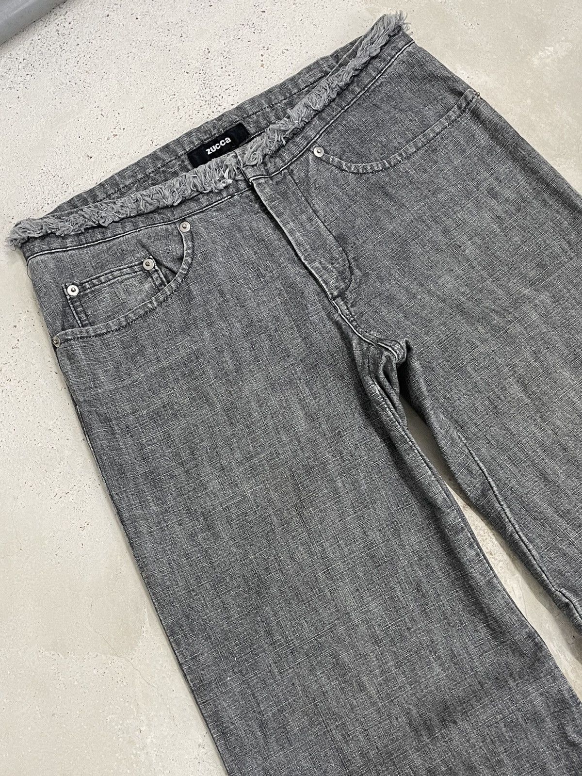 Issey Miyake Zucca Vintage Waist Wide Leg Flare Denim Paint Mark Size US 29 - 3 Thumbnail