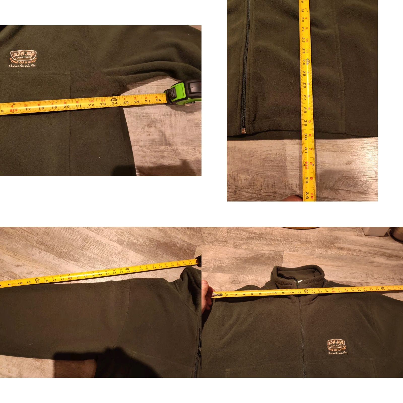 Ron Jon Surf Shop VINTAGE Ron Jon Surf Shop Full Zip Fleece Jacket Mens XL Olive Green Cocoa Beach FL EUC Size US XL / EU 56 / 4 - 8 Thumbnail