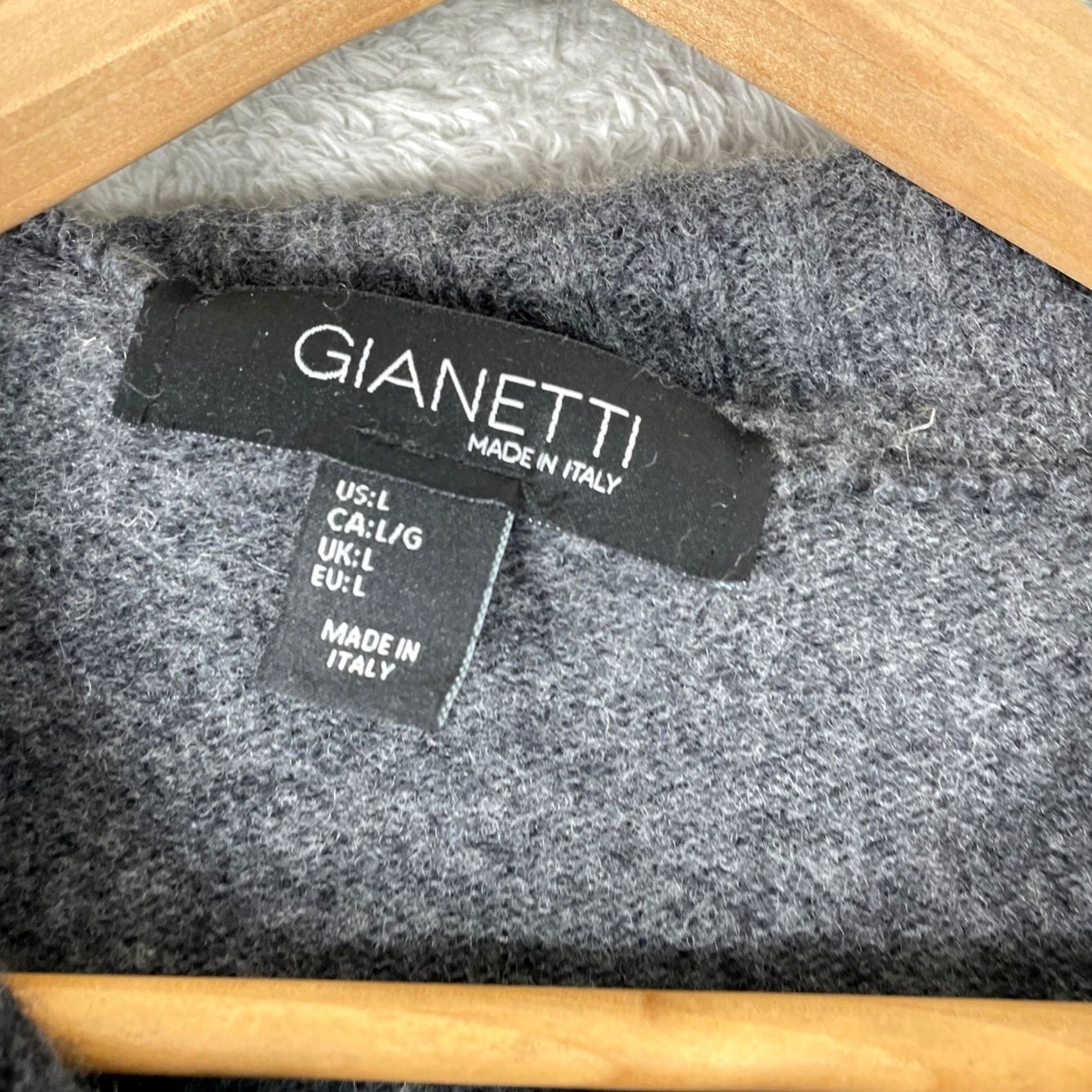 Vintage Gianetti Sweater Womens Large Gray Wool Blend Shawl Collar Button Neck Italy Size L / US 10 / IT 46 - 2 Thumbnail