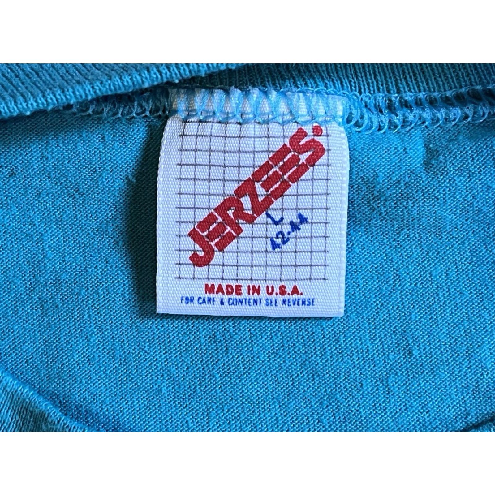 Jerzees VINTAGE Funny Shopping Shirt L Blue 90s Size L / US 10 / IT 46 - 5 Thumbnail