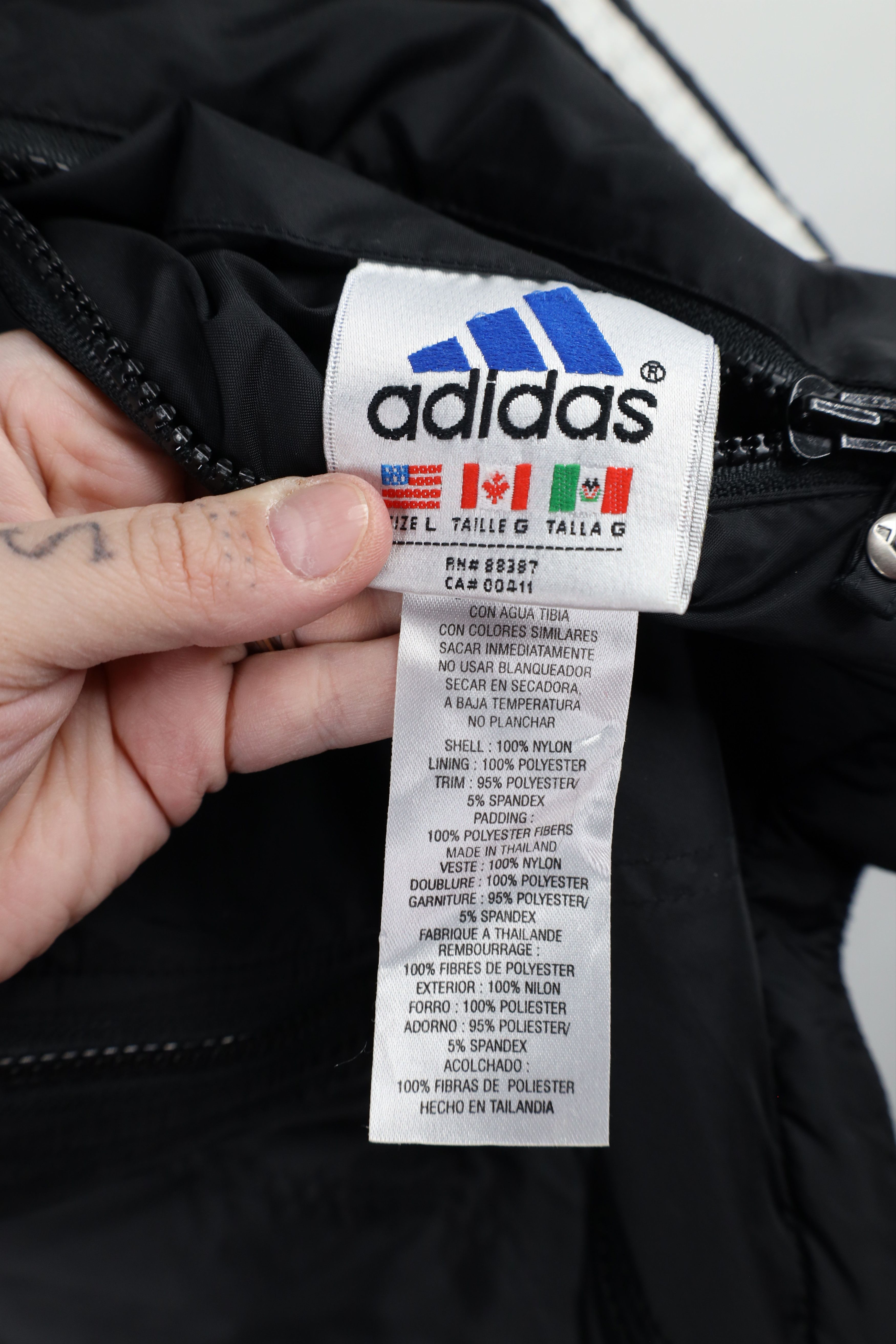 Adidas × Vintage Vintage 90s Adidas Spell Out Reversible Hooded Jacket Size US L / EU 52-54 / 3 - 14 Thumbnail