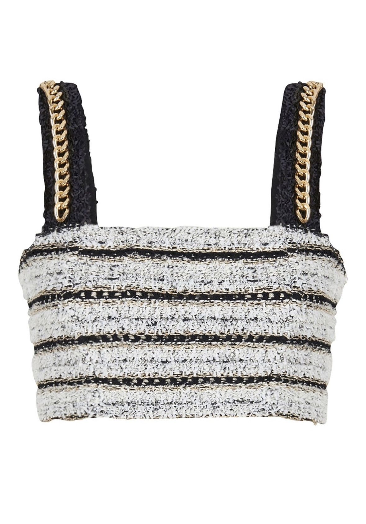 Balmain Balmain Tweed Crop Top with Chain Straps Size XS / US 0-2 / IT 36-38 - 1 Thumbnail