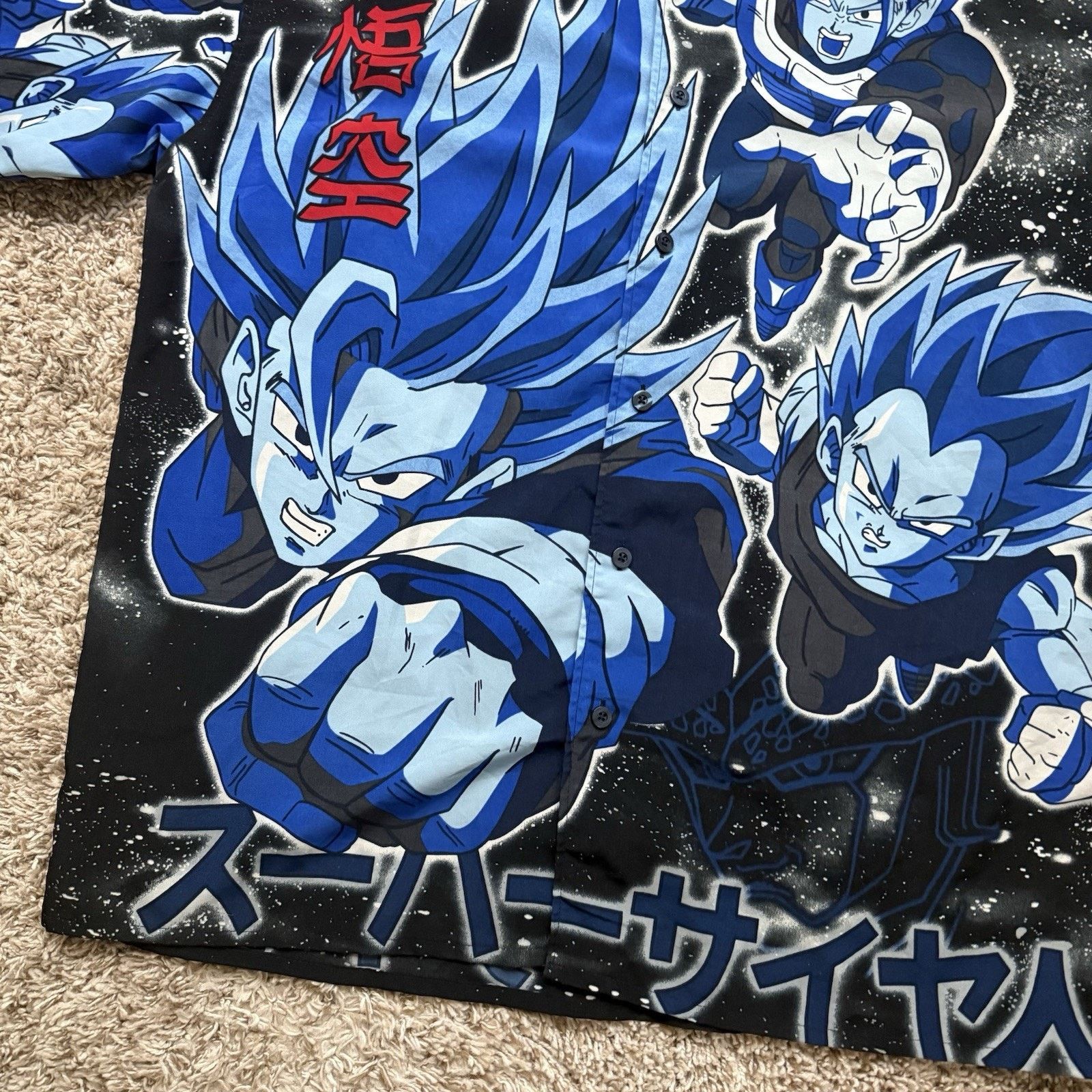 Vintage Vintage 2001 Dragon Ball Z Goku Super Saiyan Button Up Shirt Size US XL / EU 56 / 4 - 8 Thumbnail