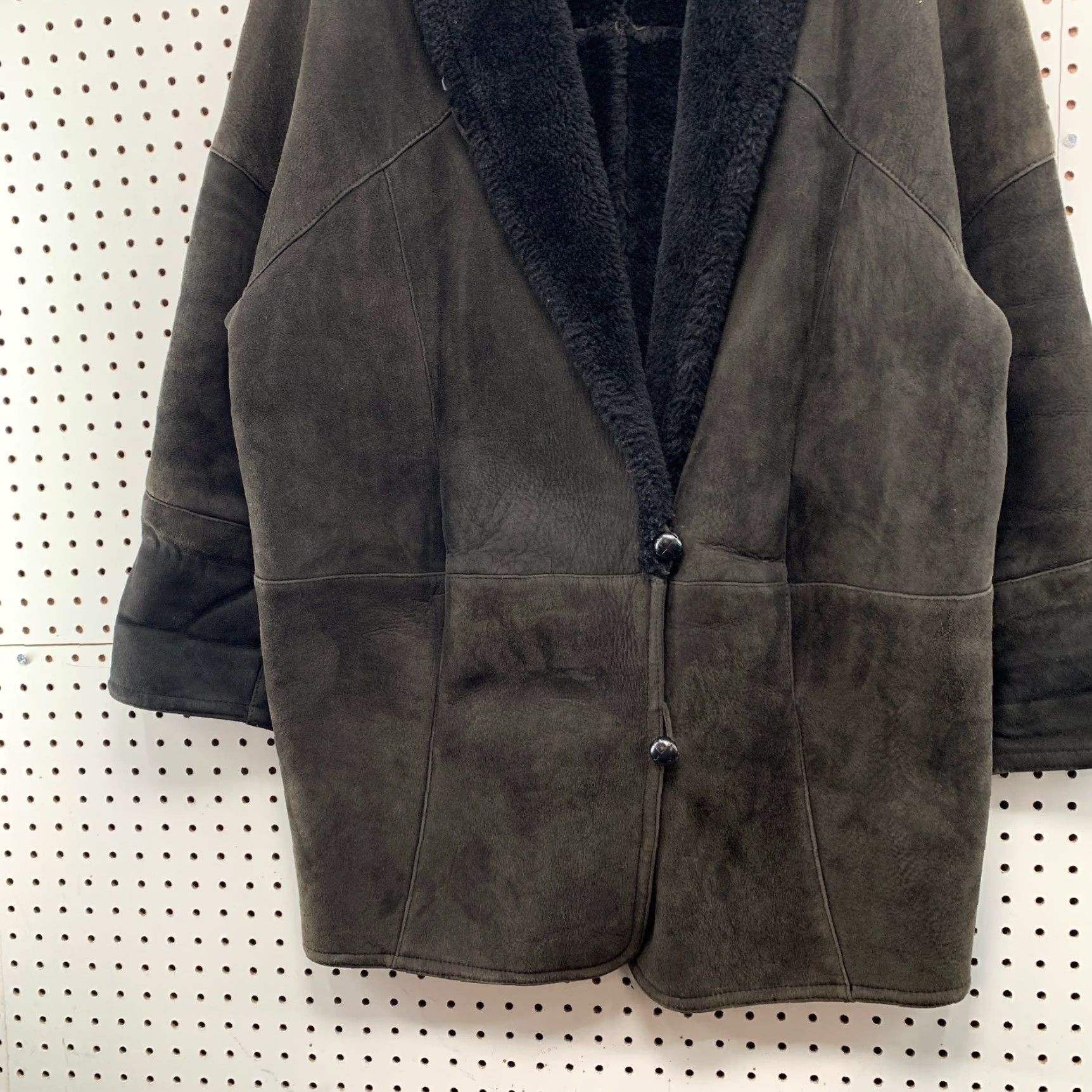 Vintage VINTAGE Steve By Searle Suede Coat Womens L Black Faux Fur Liner Shearling Overcoat Mid-Length Long Sleeve Winter Size L / US 10 / IT 46 - 5 Thumbnail