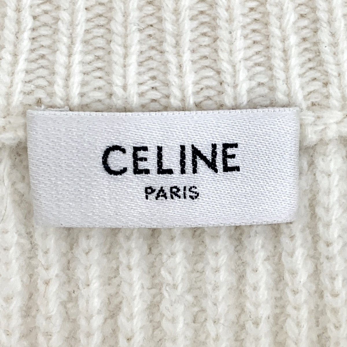 Celine Celine Off-white Logo Crew Neck Wool Knit Sweater K26WX Size S / US 4 / IT 40 - 6 Thumbnail