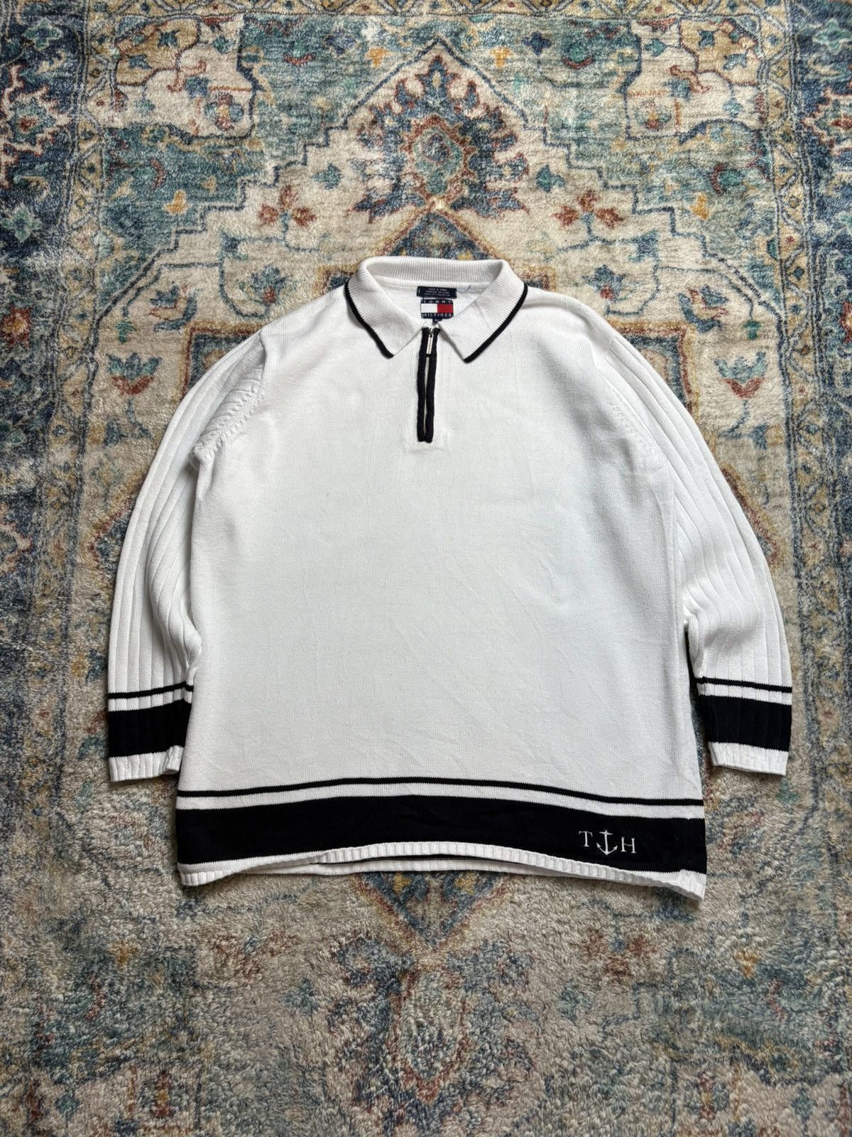 Tommy Hilfiger Vintage Tommy Hilfiger 1/4 Zip-up Sailor Sweater Medium Size US M / EU 48-50 / 2 - 1 Thumbnail
