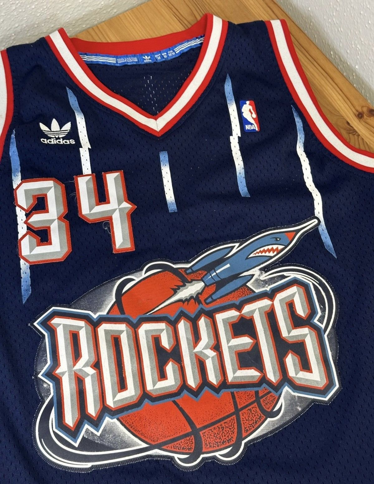 Hakeem Olajuwon 34 Rockets Adidas NBA Jersey size M
