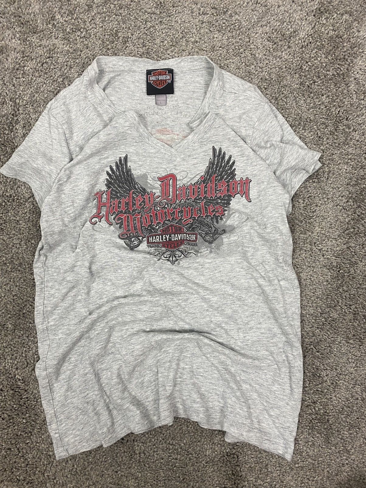 Harley Davidson × Vintage Y2k gray womens harley davidson tshirt Size L / US 10 / IT 46 - 1 Thumbnail