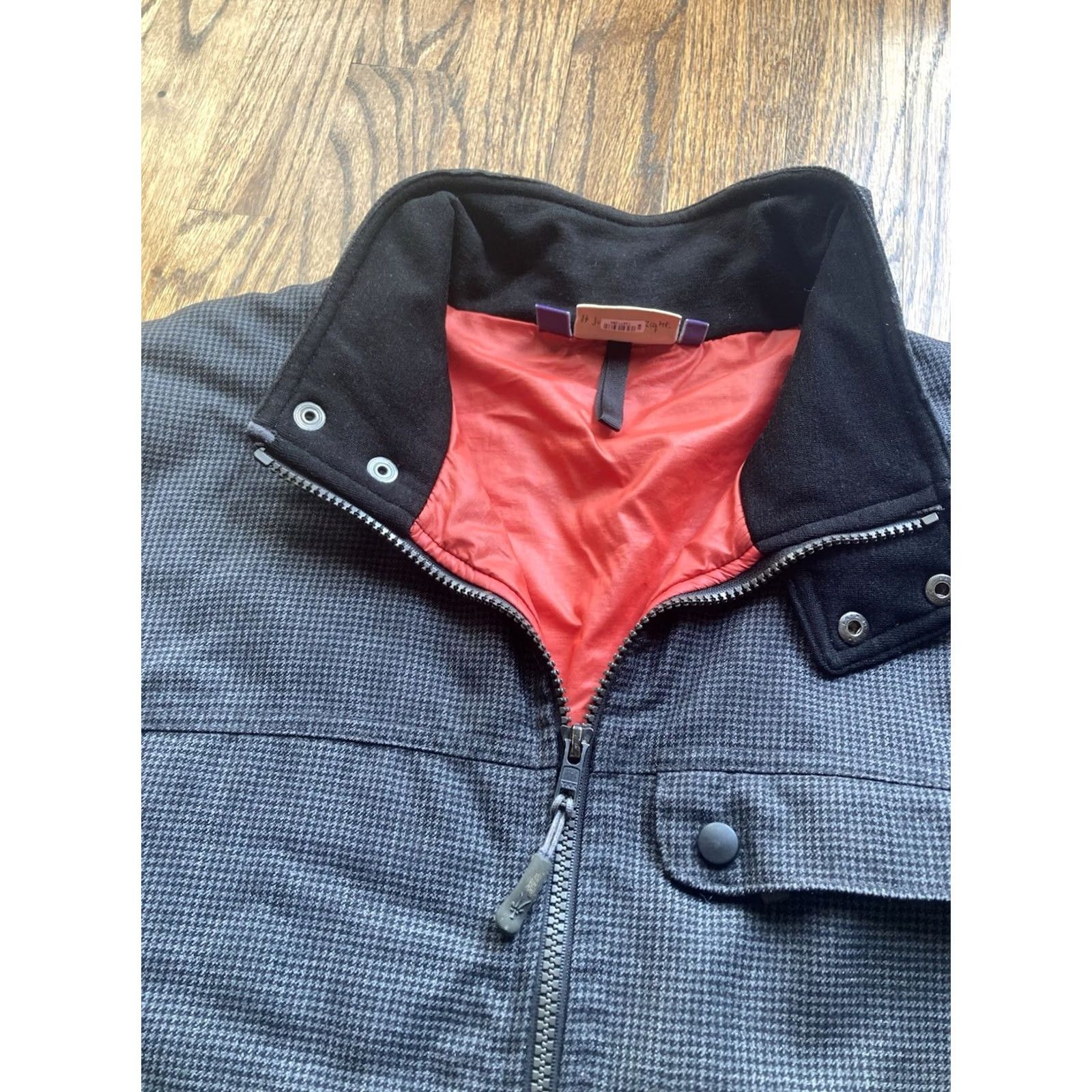Vintage Ibex Wool Jacket Mens Large Houndstooth Puffer Gray Insulated Full Zip Lined Size US L / EU 52-54 / 3 - 3 Thumbnail
