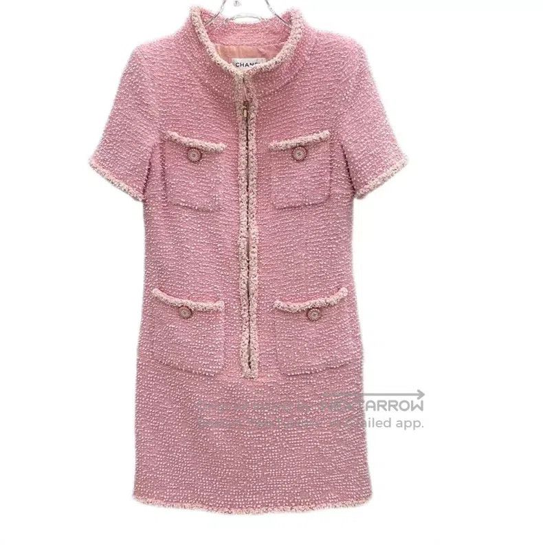 Chanel Chanel Pink multi-pocket zipper wool short-sleeved tweed d Size XS / US 0-2 / IT 36-38 - 1 Thumbnail