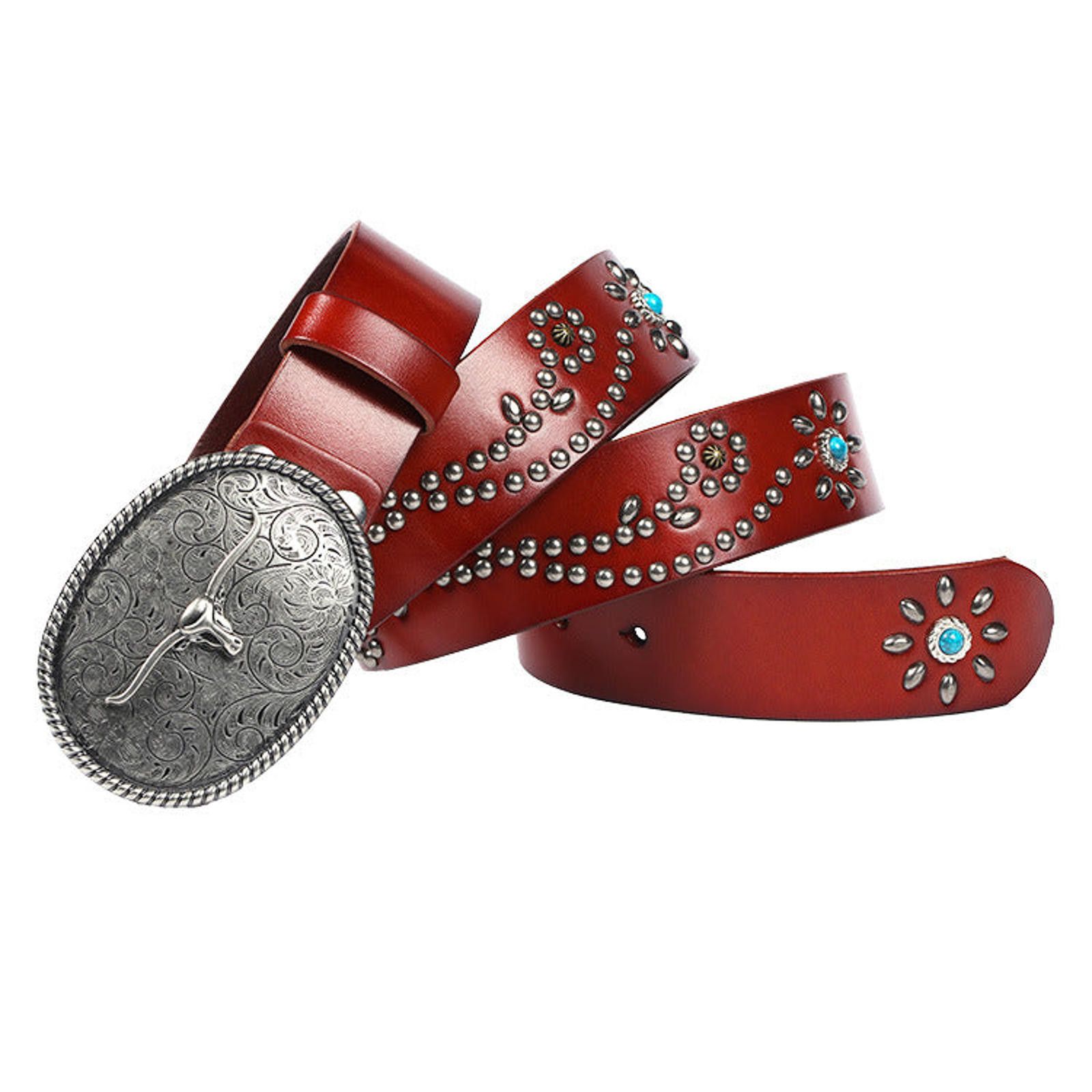 Leather Faux Turquoise Decoration Retro Belt Size ONE SIZE - 6 Thumbnail