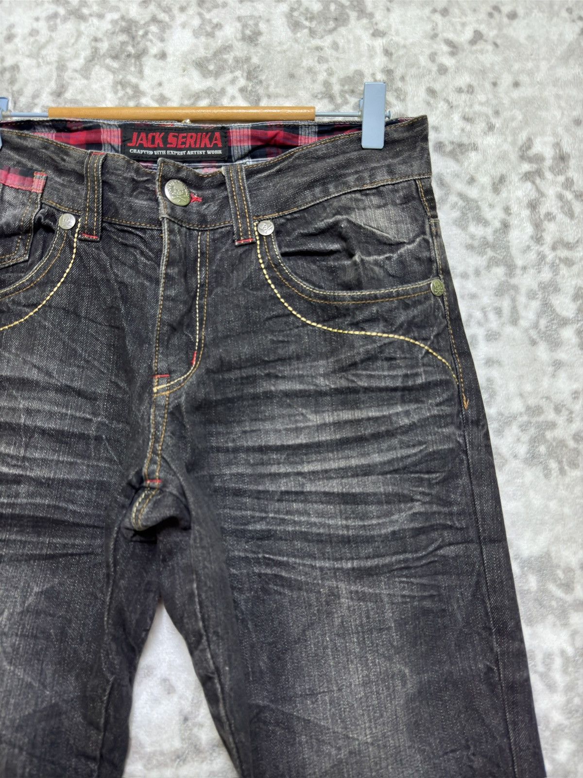 Hysteric Glamour Jack Serika Punk Whisker Faded Black Denim Jeans Patch Logo Size US 31 - 5 Thumbnail
