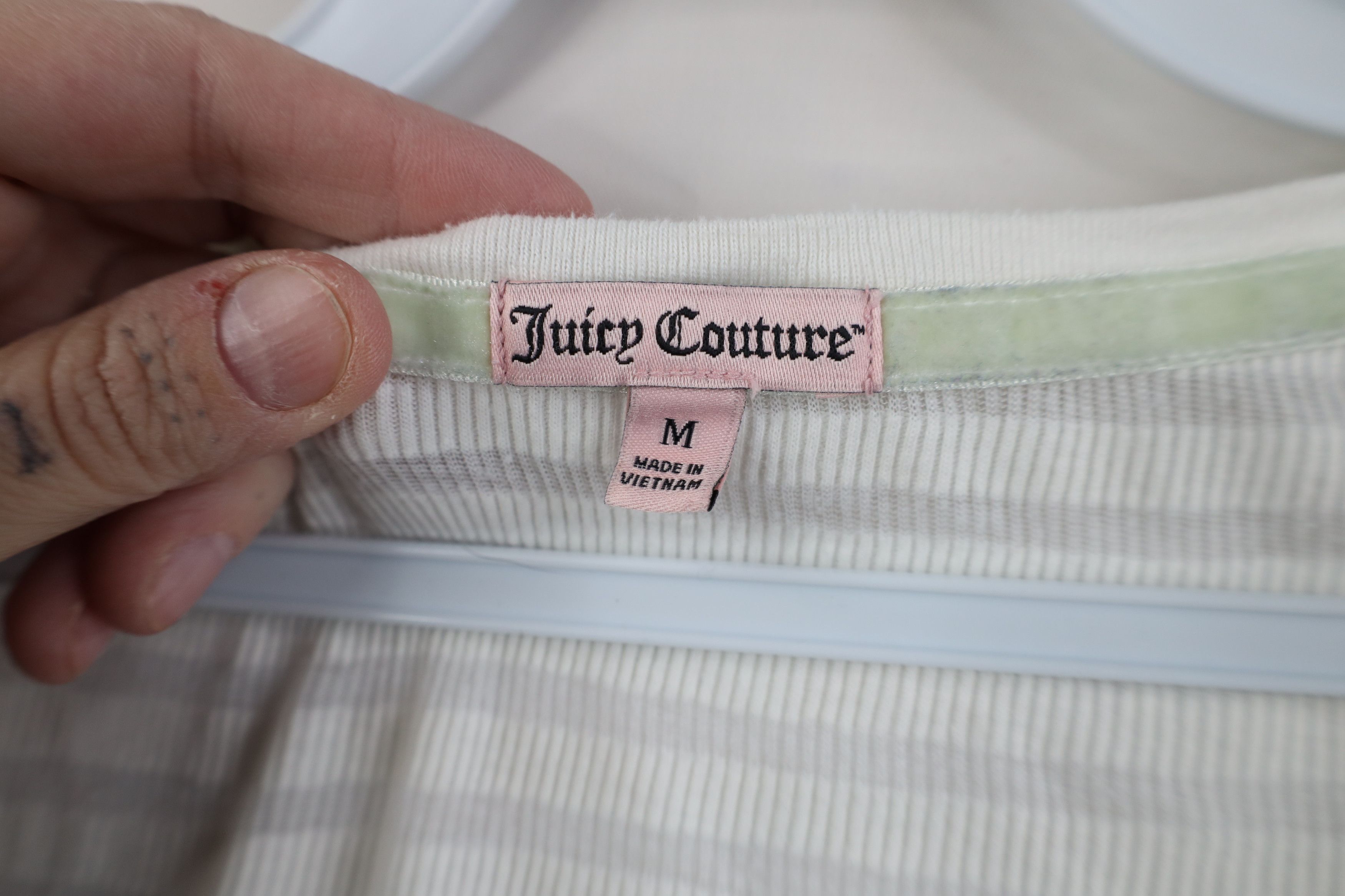 Juicy Couture Vintage Y2K Juicy Couture Sheer Striped Thermal Knit T-Shirt Size M / US 6-8 / IT 42-44 - 7 Thumbnail