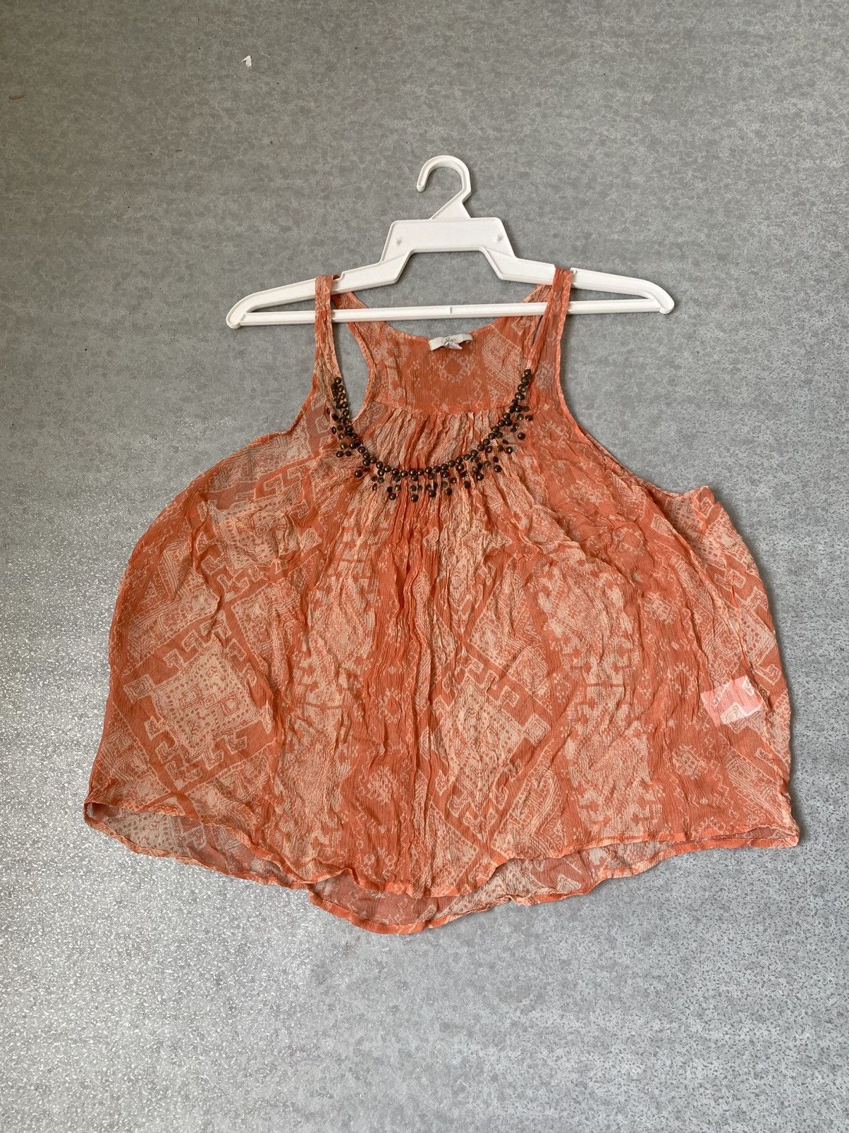 Other Joie Boho Sleeveless Chiffon Top with Beaded Neckline Size L / US 10 / IT 46 - 1 Thumbnail