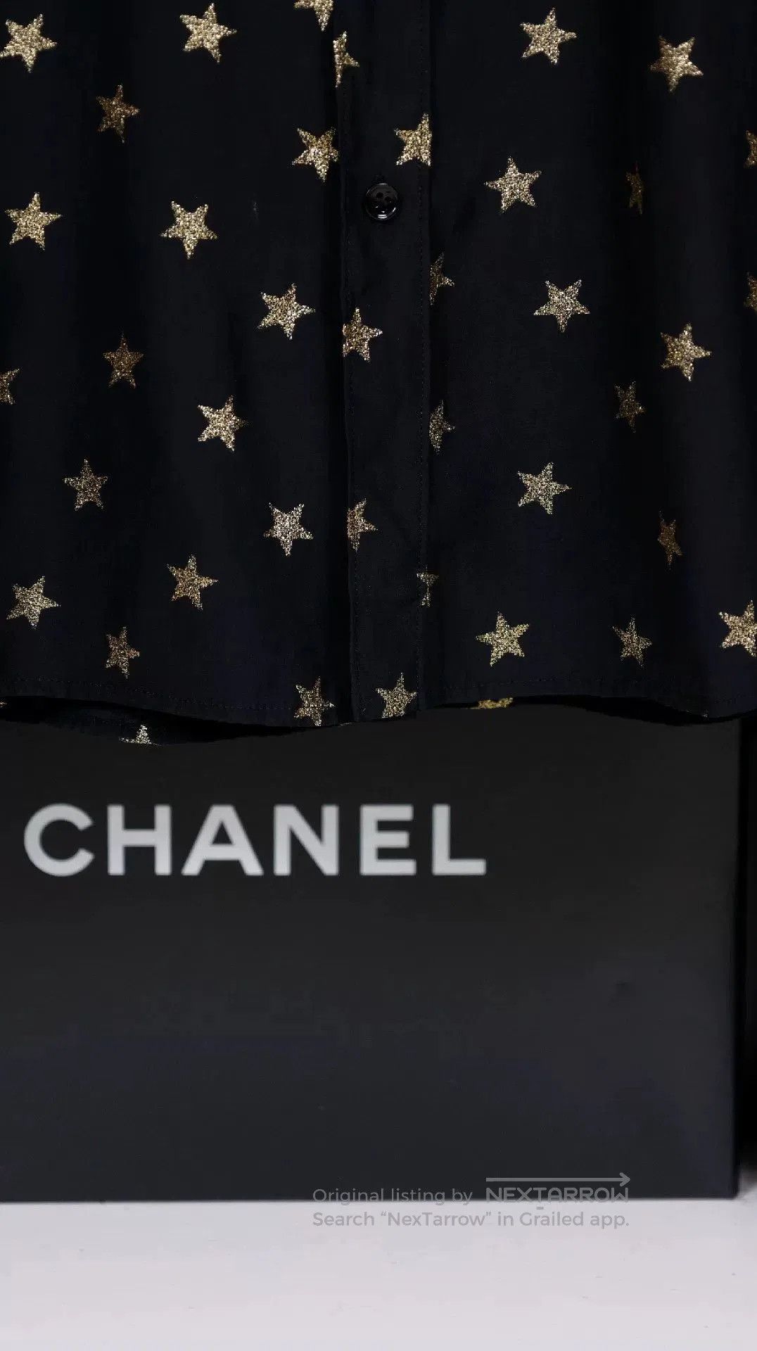Saint Laurent Paris YSL Black Silk Gold Star Shirt. Size XS / US 0-2 / IT 36-38 - 7 Thumbnail