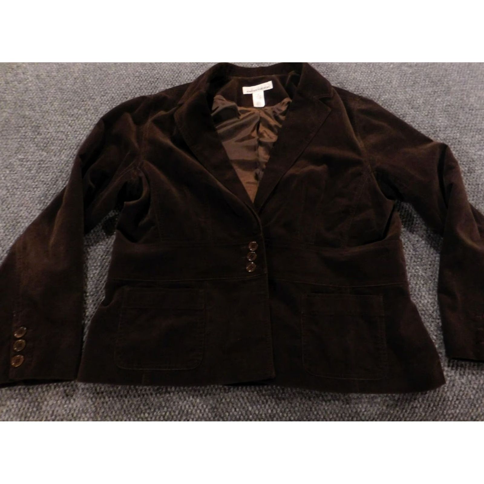 Jones New York Jones New York Womens Jacket 2XL Brown Blazer Casual Knit Cotton Embroidered Collared Long Sleeve Button Mid-Length Fall Spring Adults Women Size XXL / US 16-18 / IT 52-54 - 2 Thumbnail