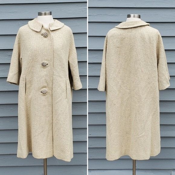 Vintage 50s 60s Retro Pin Up Jackie O Kennedy Swing Mod Coat