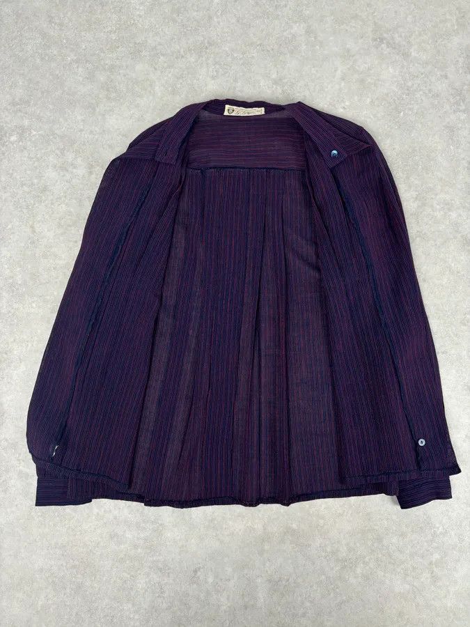 Gucci 1990s Gucci Purple Wool Striped Shirt Size XS / US 0-2 / IT 36-38 - 7 Thumbnail