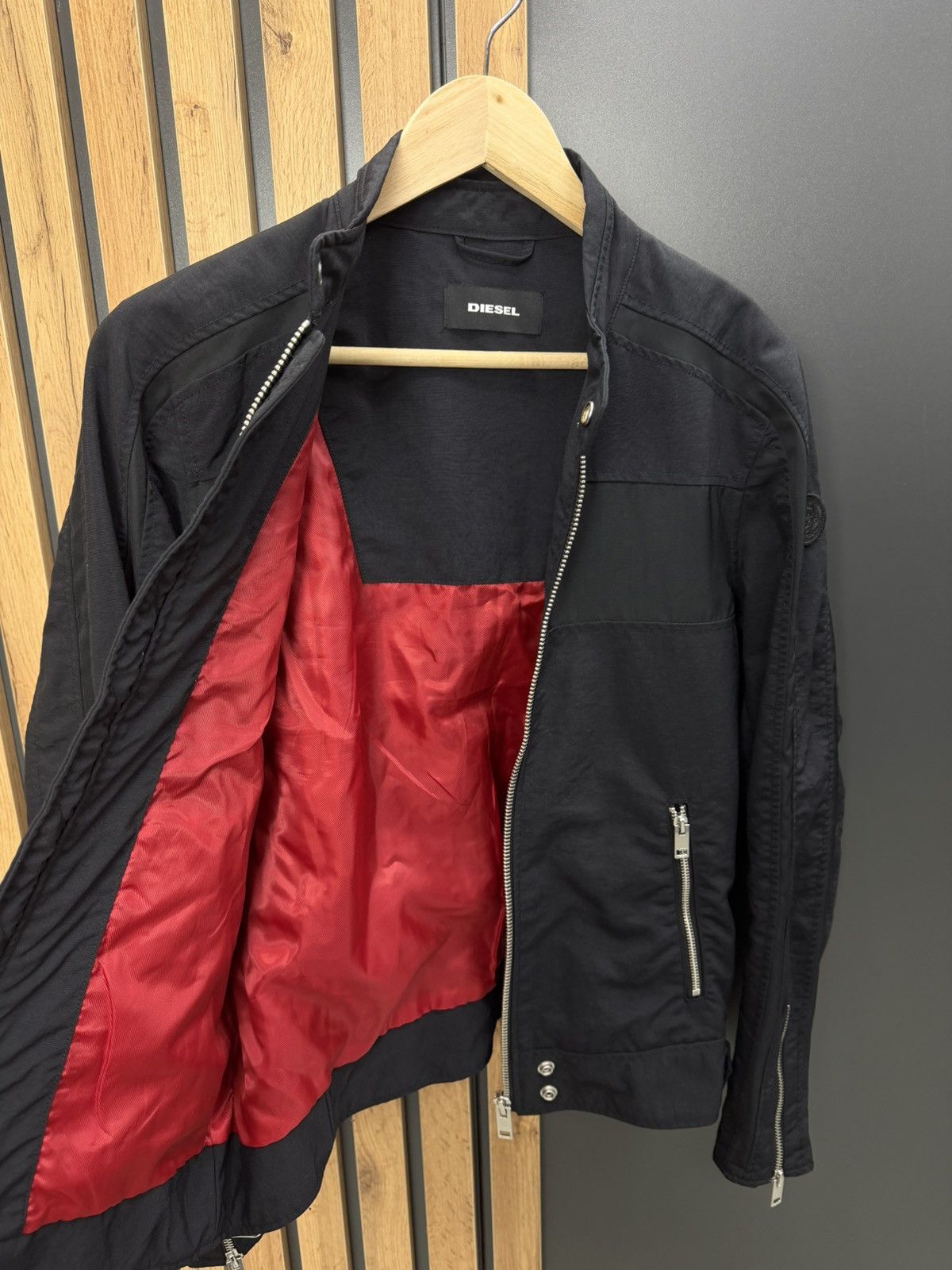 Diesel Diesel Black Biker Jacket Nylon Size M Size US M / EU 48-50 / 2 - 10 Thumbnail