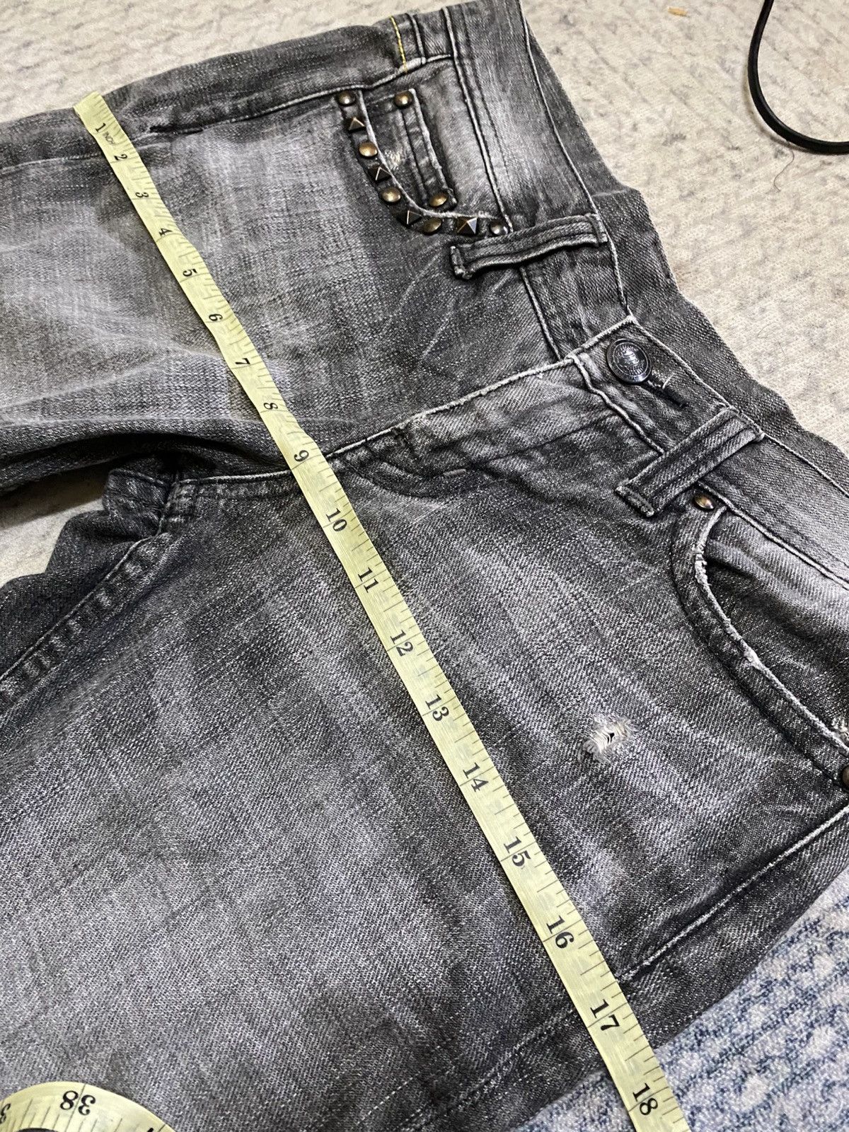 Japanese Brand × Seditionaries The Murder License Flared Studded Distressed Jeans Size 29" - 19 Thumbnail