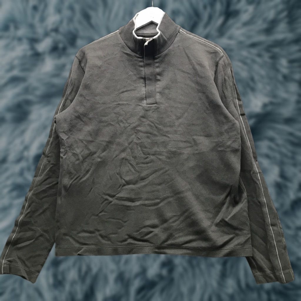 Hugo Boss HUGO BOSS Pullover Sweater 1/4 Snap Mens Large Gray Ribbed Mock Neck Shirt/Top Size US L / EU 52-54 / 3 - 1 Thumbnail