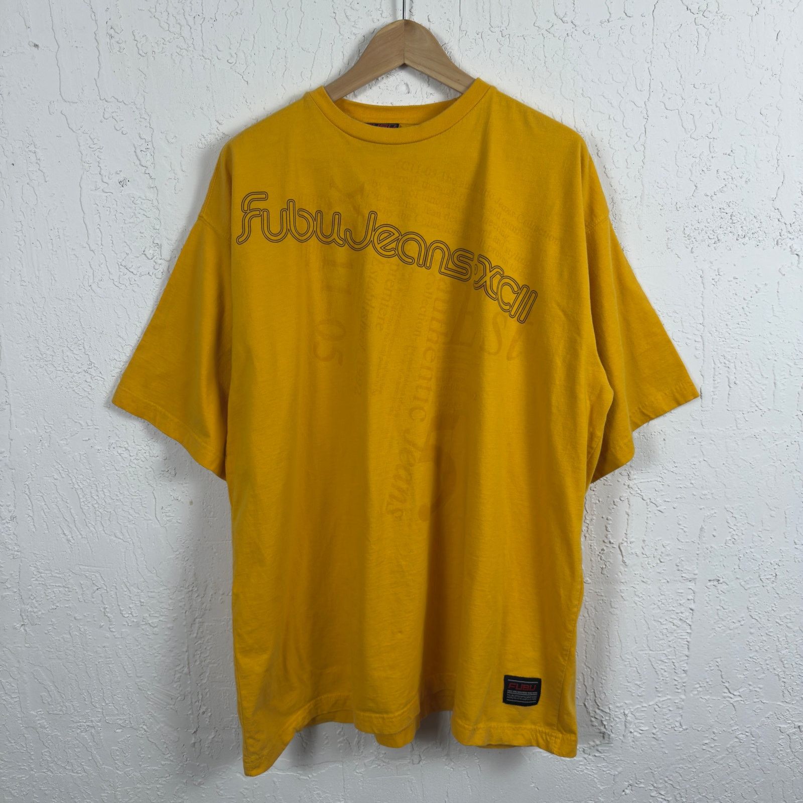 Vintage 90s FUBU Yellow Tee XXL Hip Hop Streetwear Baggy Y2K
