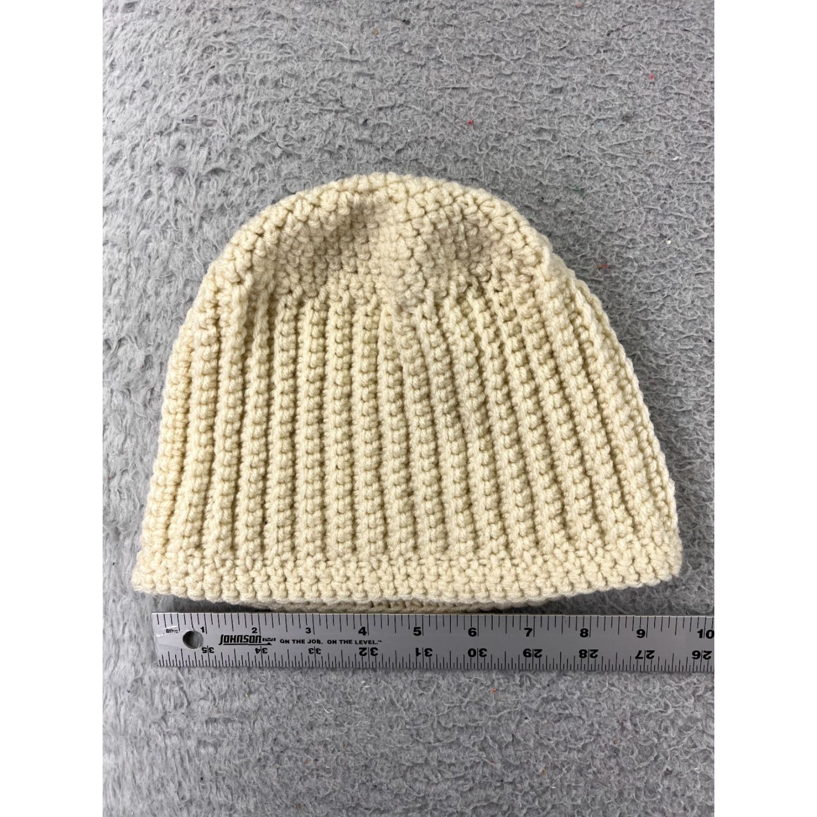 Vintage Womens Beanie Hat One Size Ivory Acrylic Blend Knit Ribbed Crochet Ski Style Winter Fall Snow Activewear Casual Size ONE SIZE - 4 Thumbnail