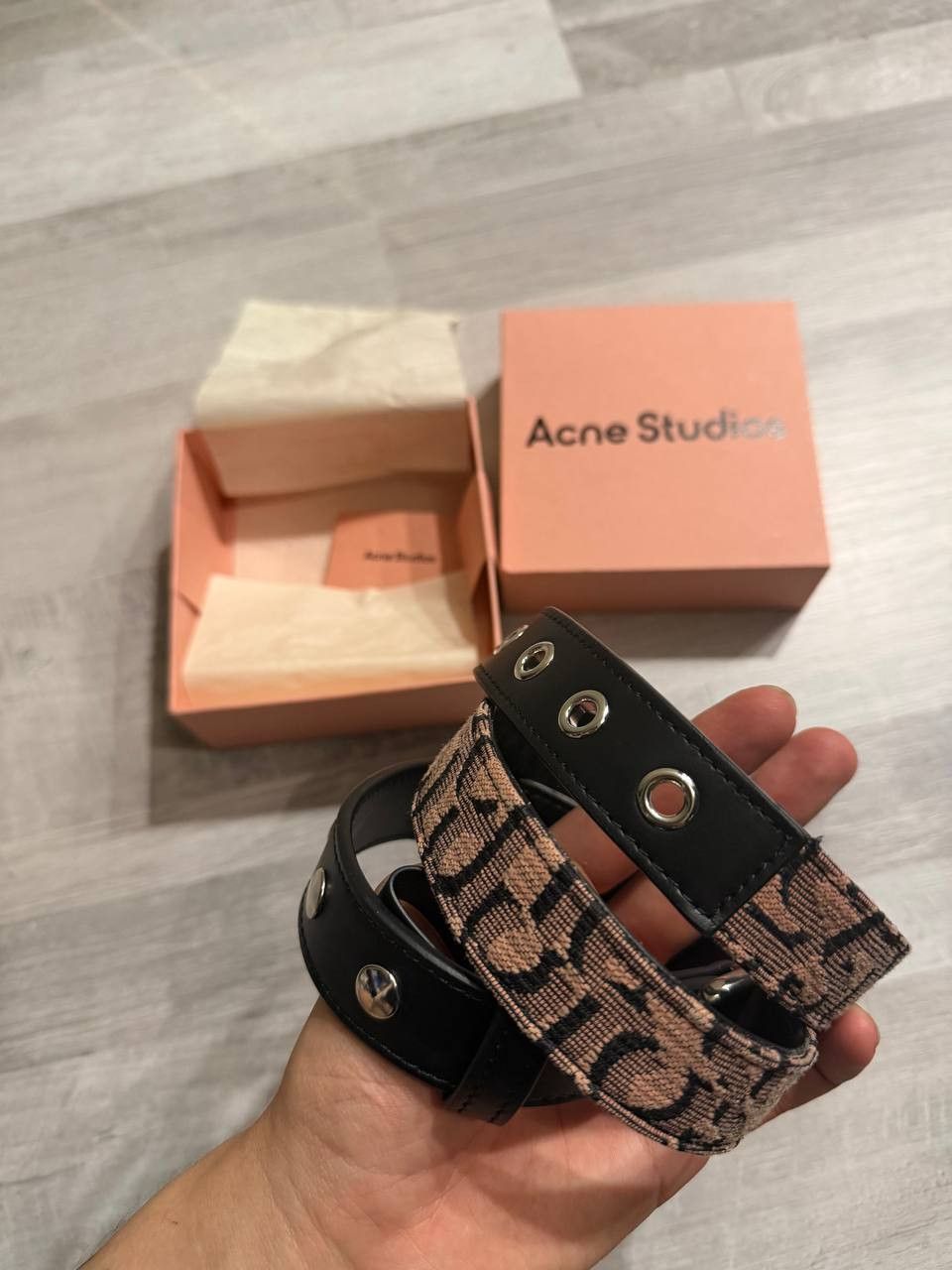 Acne Studios ACNE STUDIOS Pink & Black Monogram Buckle Belt Size 30 - 1 Thumbnail