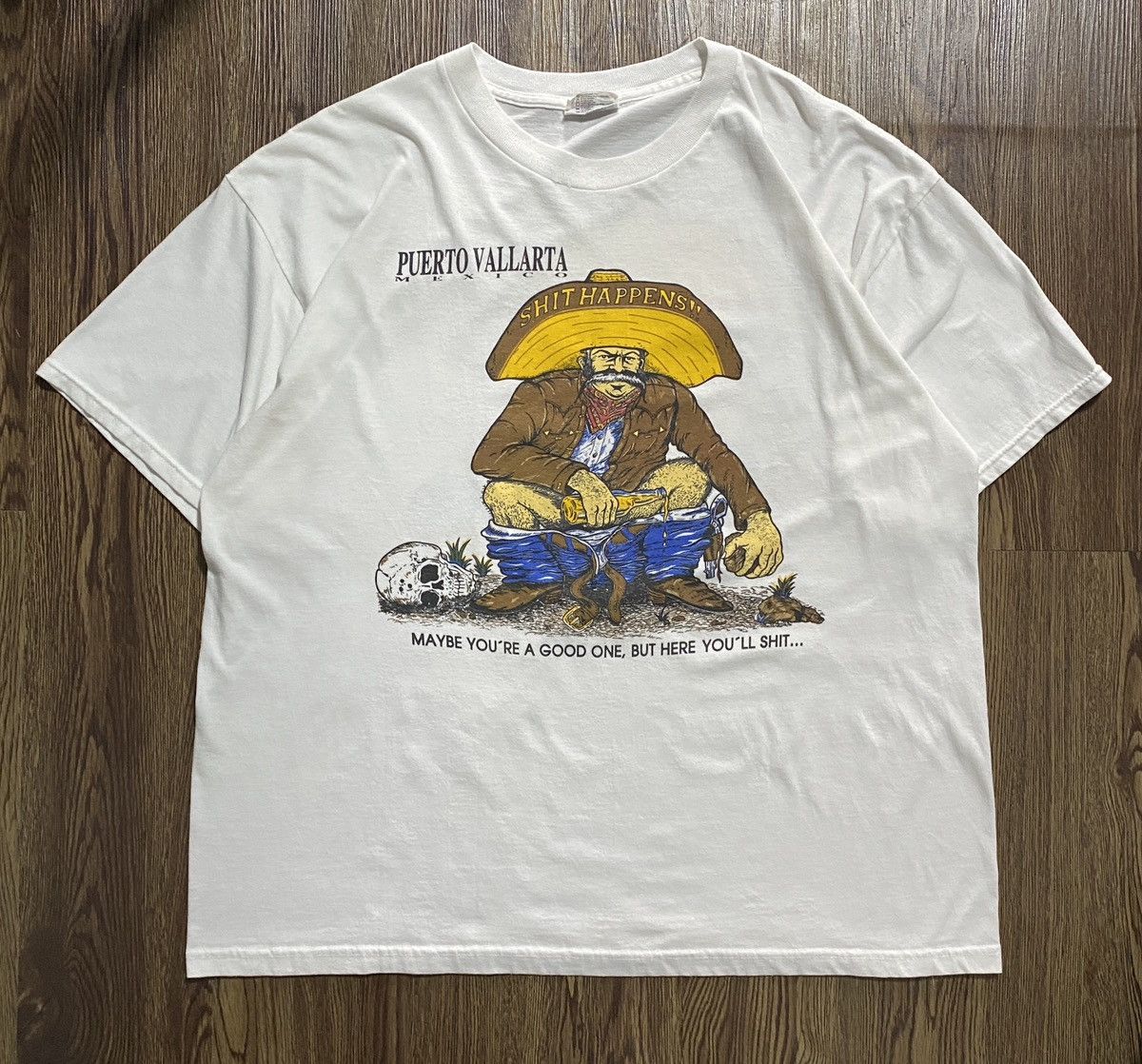 Other × Vintage Vintage Puerto Vallarta Graphic Tee – Sh*t Happens!” Size US XL / EU 56 / 4 - 1 Thumbnail