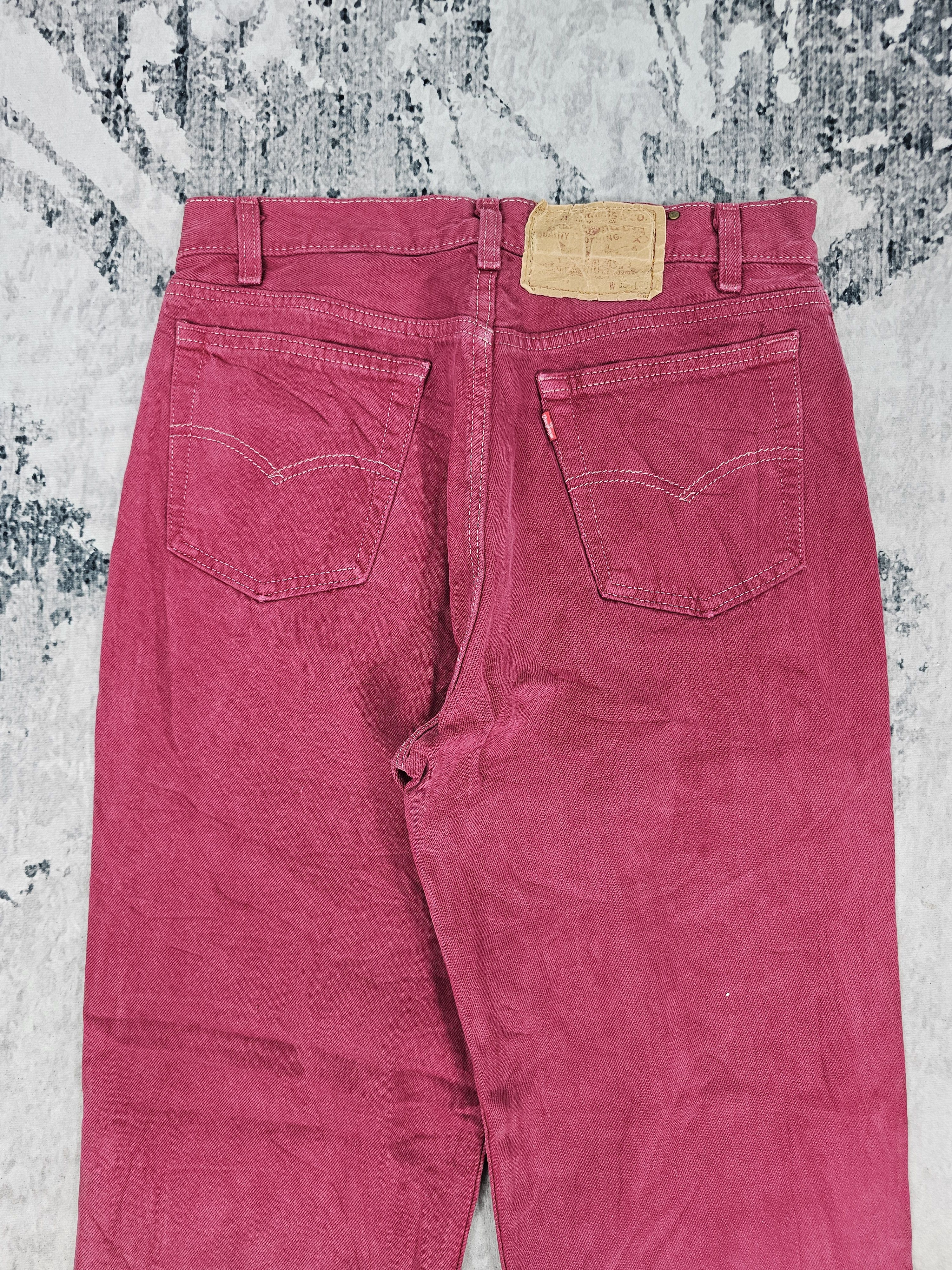 Levi's Vtg 90's LEVIS 501 Maroon Ripped Jeans Size 29X30 L0423 Size US 29 - 9 Thumbnail