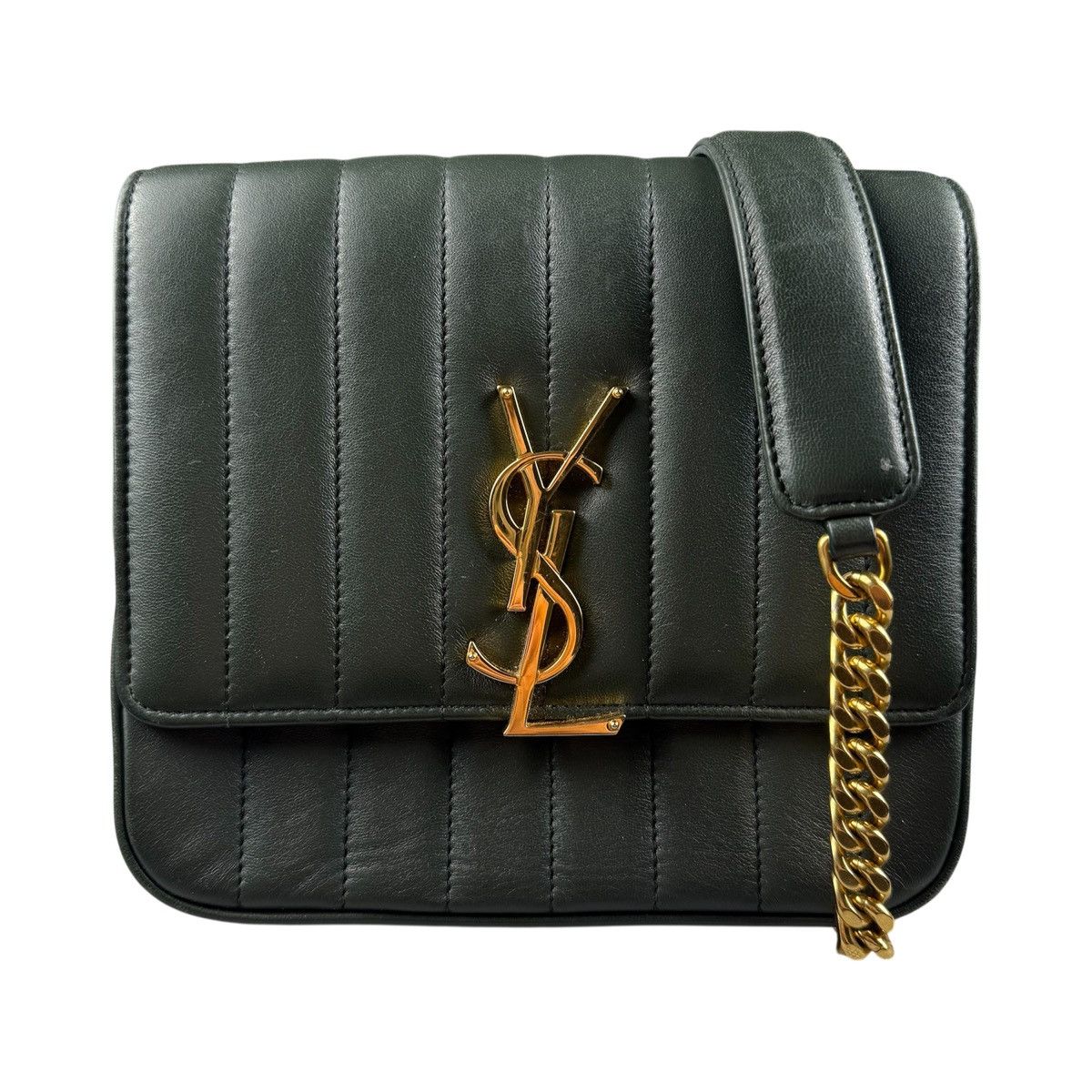 Saint Laurent Paris SAINT LAURENT 2018 Lambskin Vicky Chain Green Crossbody Bag Size ONE SIZE - 1 Thumbnail