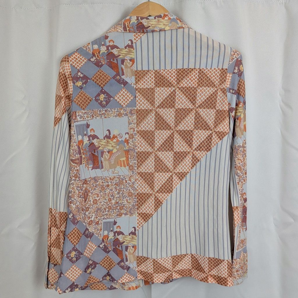 Vintage 70's Barry Ashley Ladies' Disco patchwork style shirt 38 Size M / US 6-8 / IT 42-44 - 4 Thumbnail