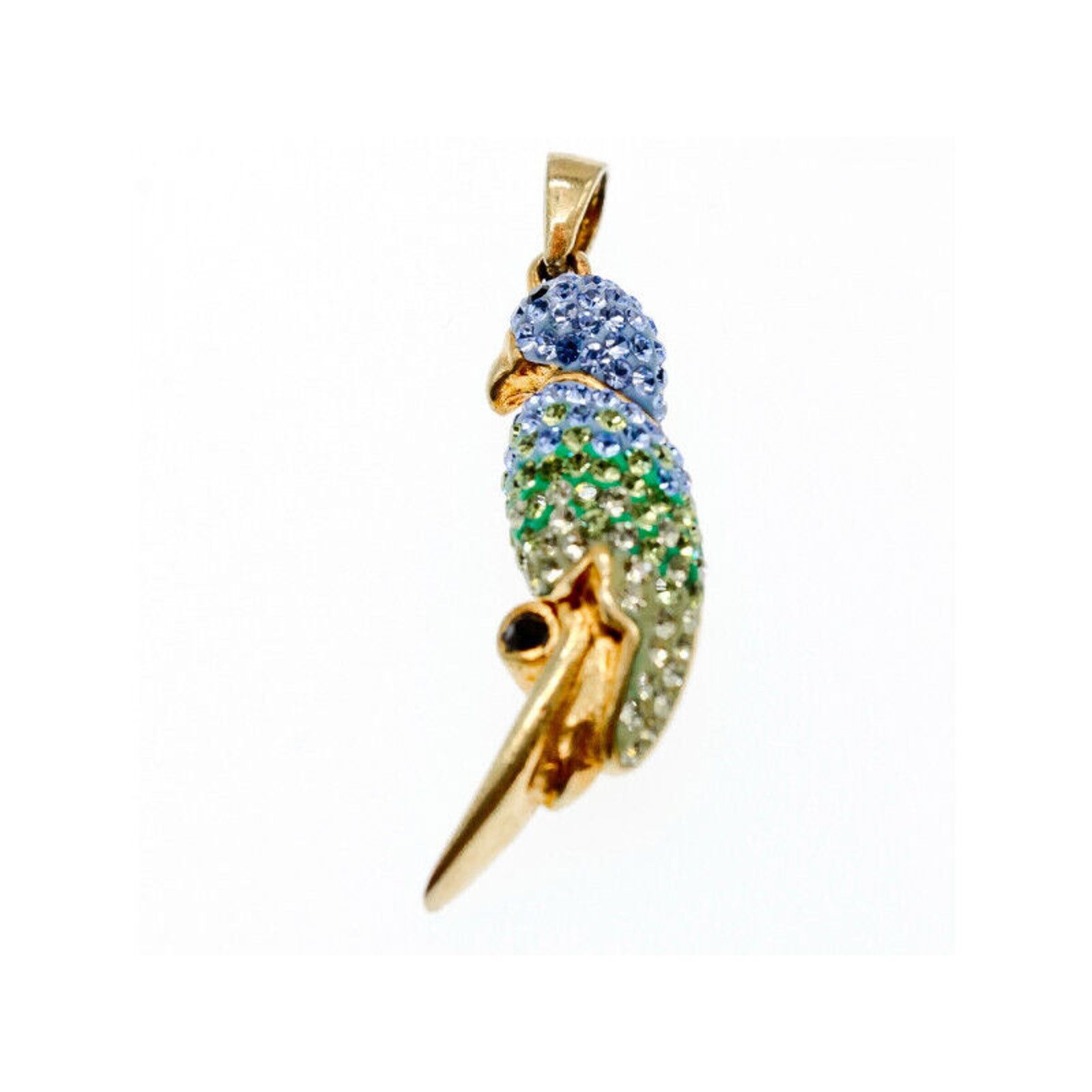 The Unbranded Brand 925 STERLING SILVER GOLD PLATED CZ & ENAMEL "PARROT" PENDANT Size ONE SIZE - 5 Thumbnail