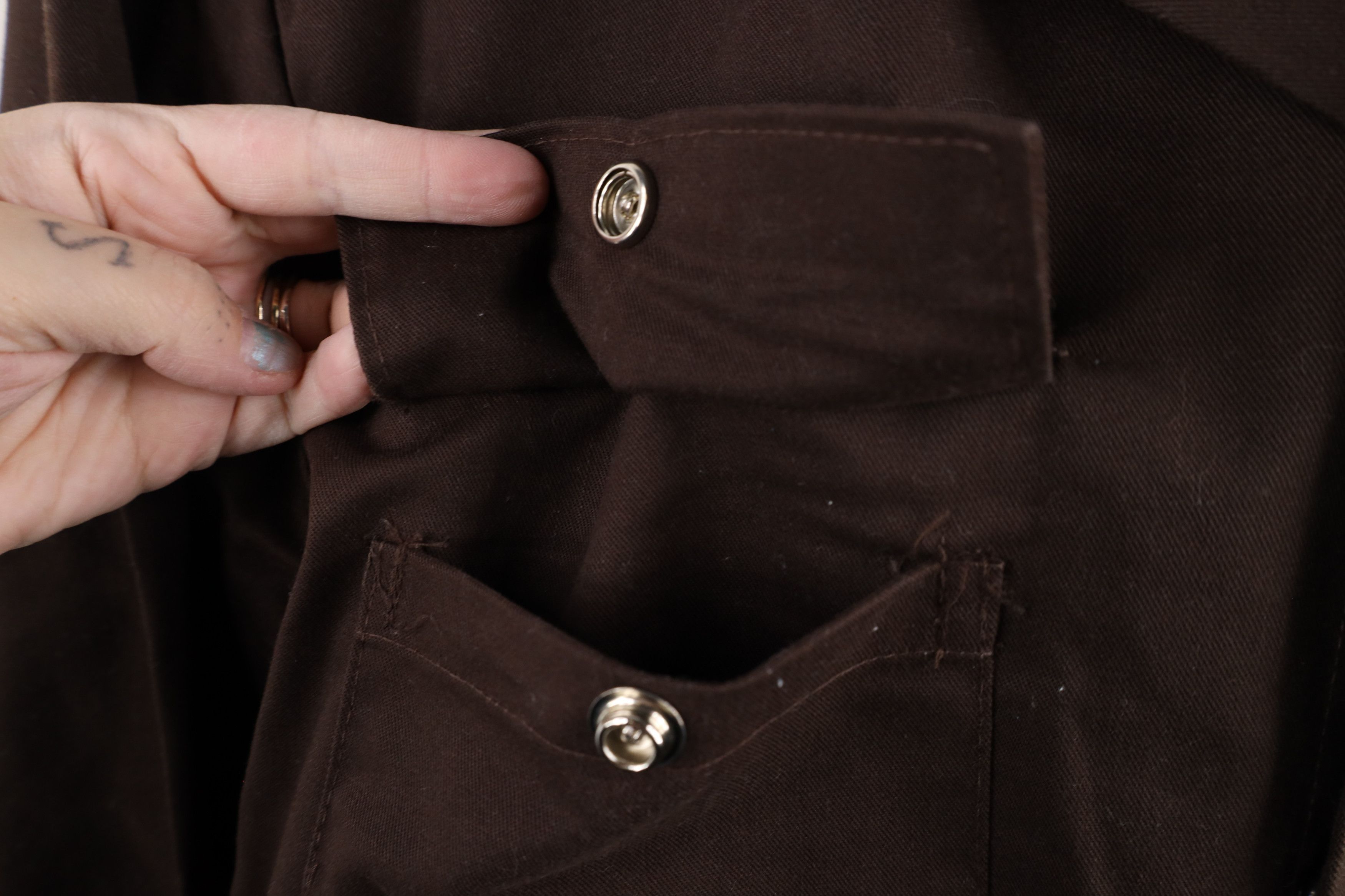 Vintage Vintage 90s Streetwear Work Button Shirt Brown USA Size US M / EU 48-50 / 2 - 5 Thumbnail