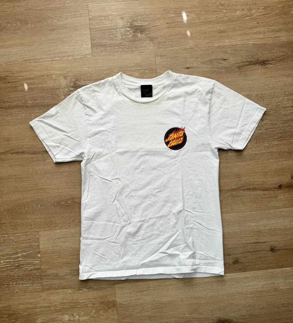 Santa Cruz Skateboards × Vintage Flaming Logo SANTA CRUZ Double Sided Skate Tshirt Medium Size US M / EU 48-50 / 2 - 9 Thumbnail